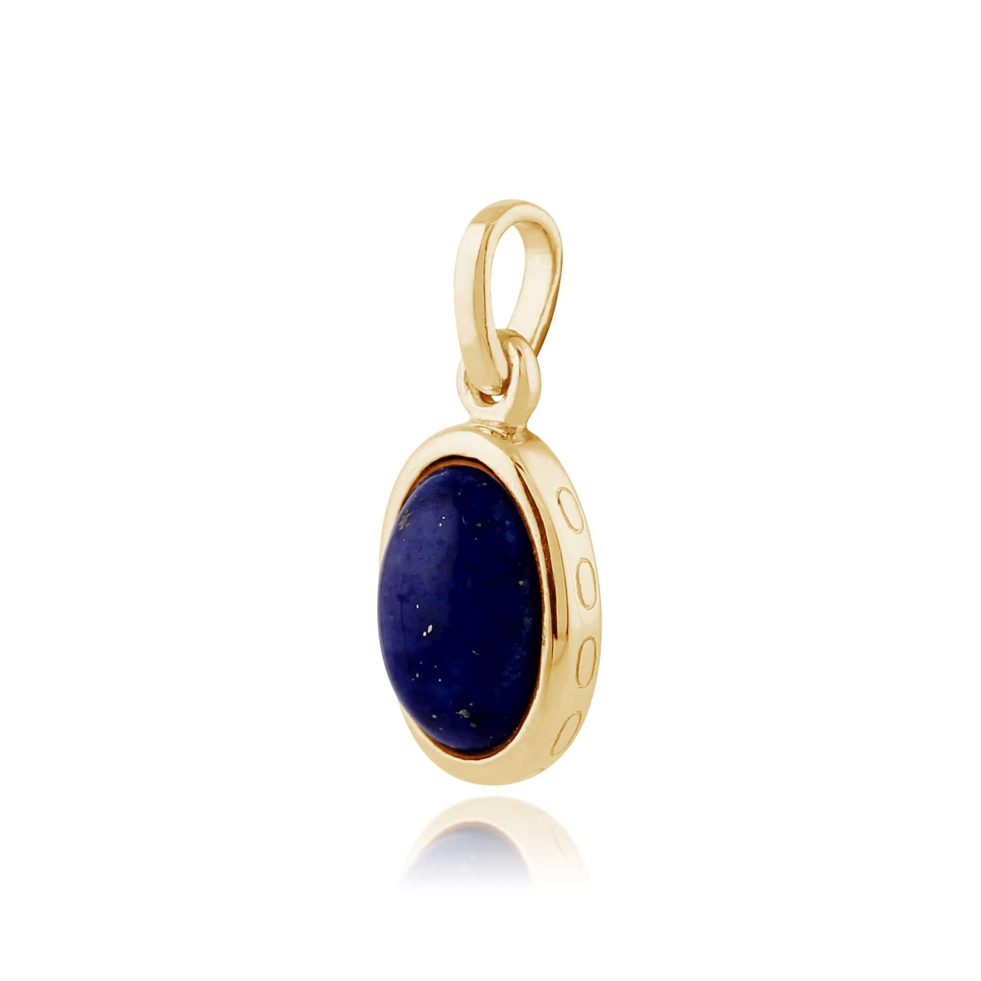 135E1203029-135P1566029 Classic Oval Lapis Lazuli Bezel Drop Earrings & Pendant Set in 9ct Yellow Gold 5