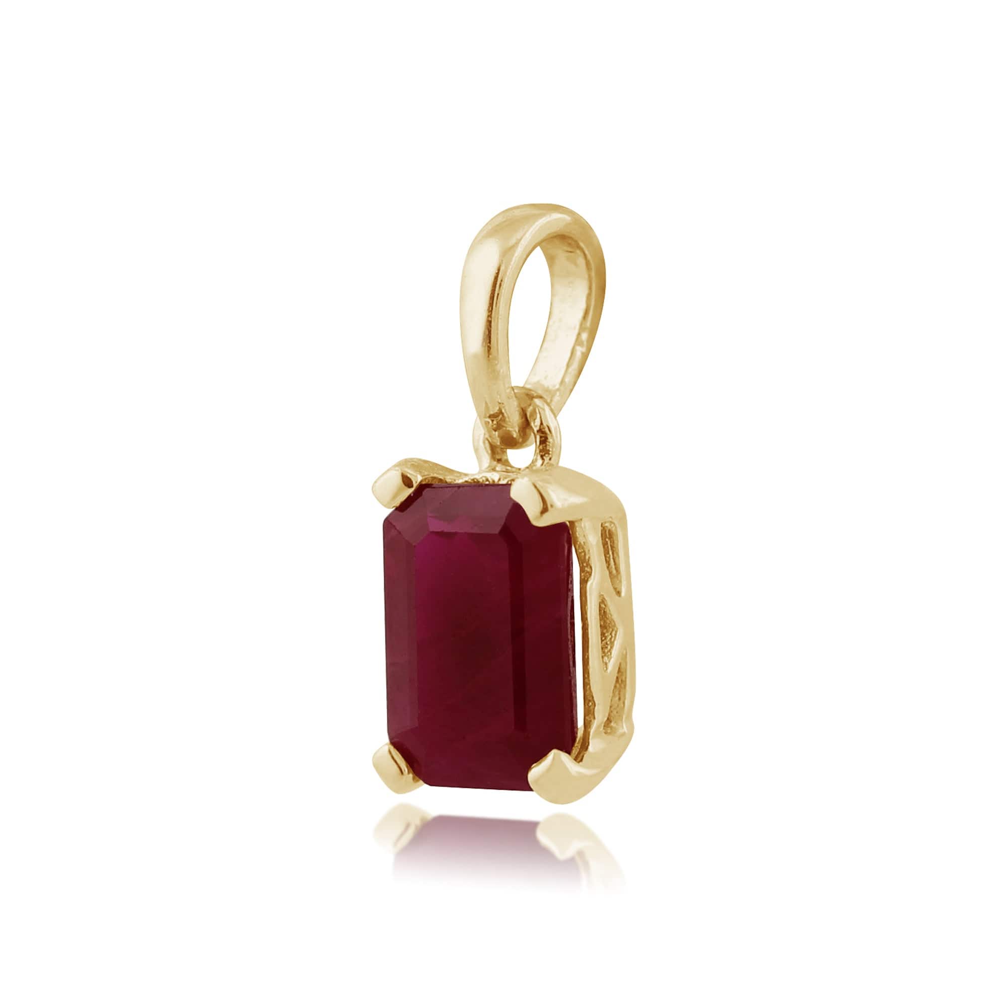 135P1571029 Classic Ruby Baguette Pendant In 9ct Gold 3