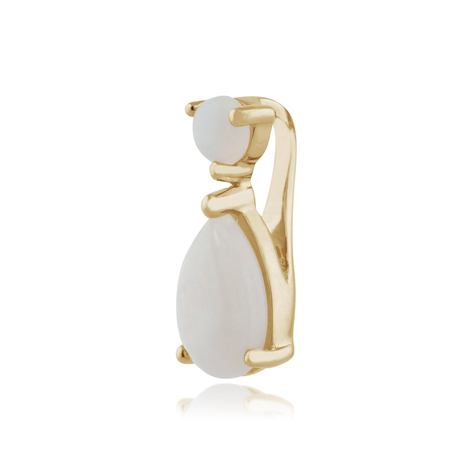 135E1179019-135P1575019 Classic Pear Opal Cabochon Drop Earrings & Pendant Set in 9ct Yellow Gold 5