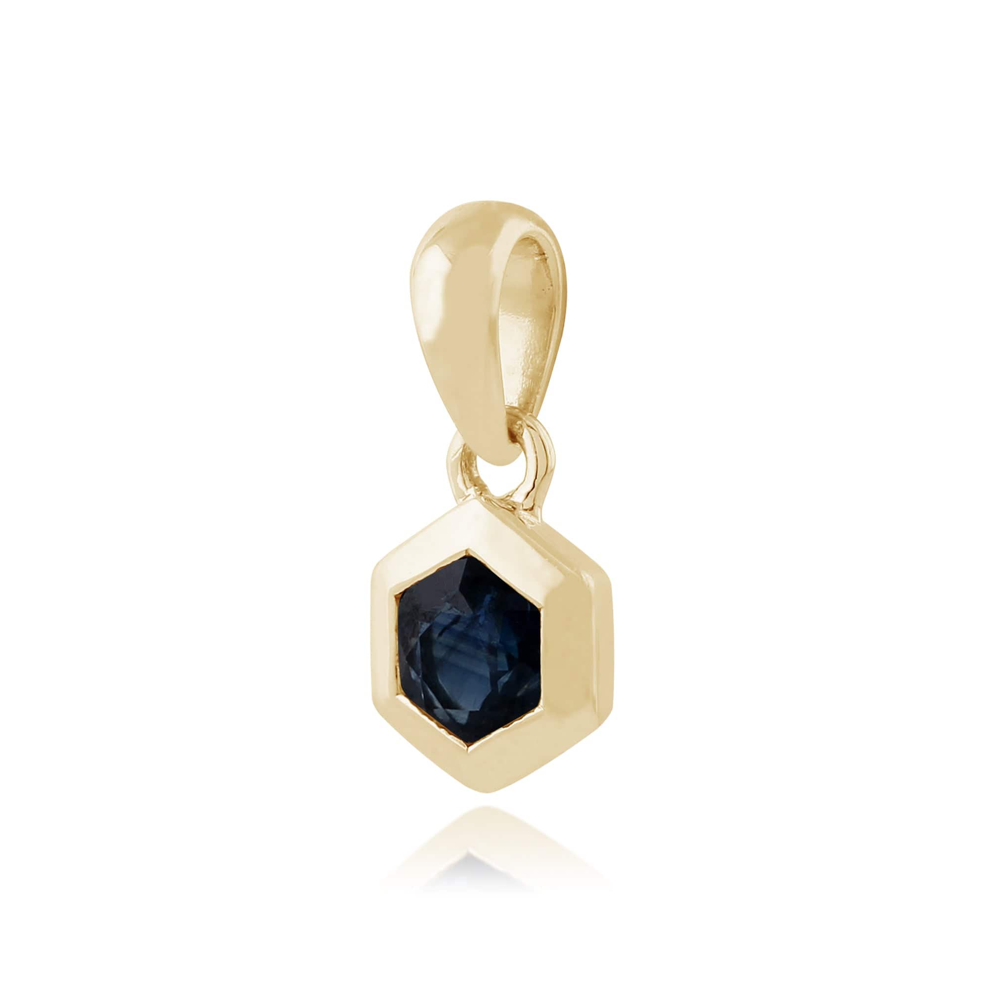 135P1598019 Geometric Hexagon Sapphire Bezel Set Pendant in 9ct Yellow Gold 2