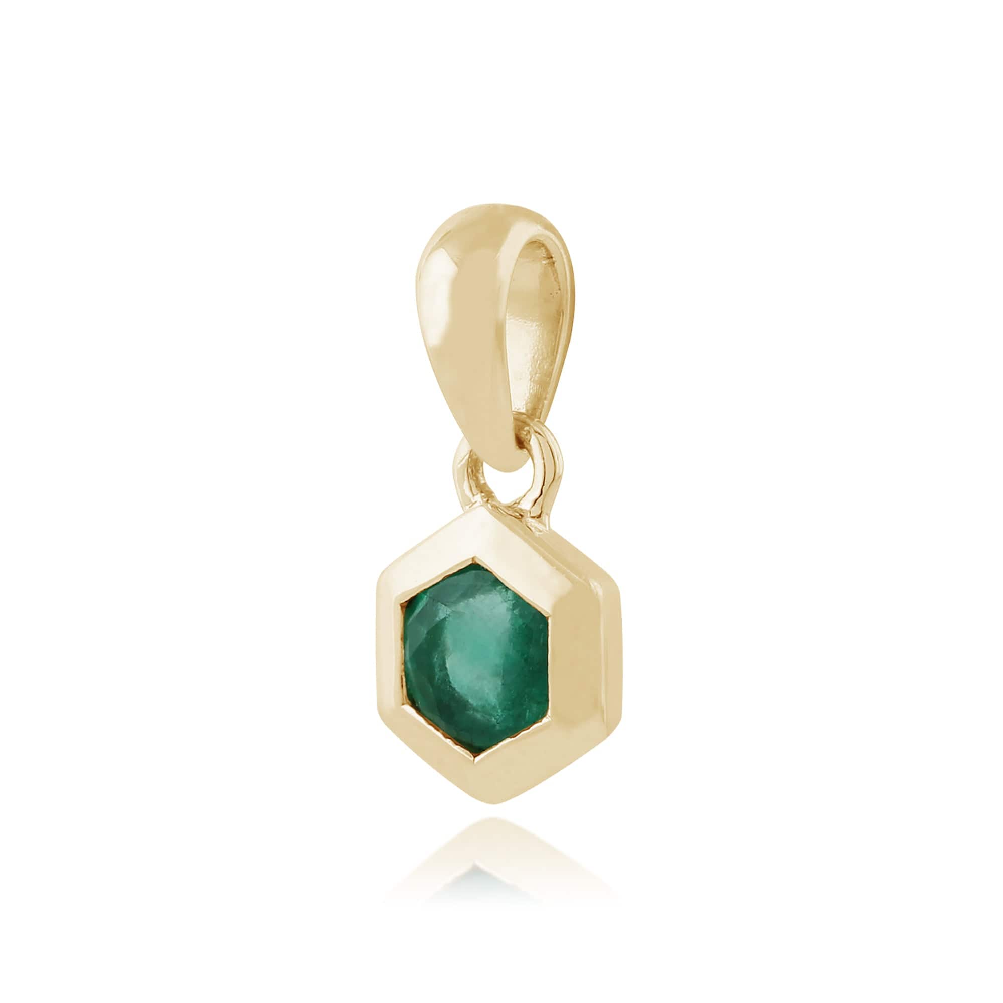 135P1598029 Geometric Hexagon Emerald Pendant in 9ct Yellow Gold 2
