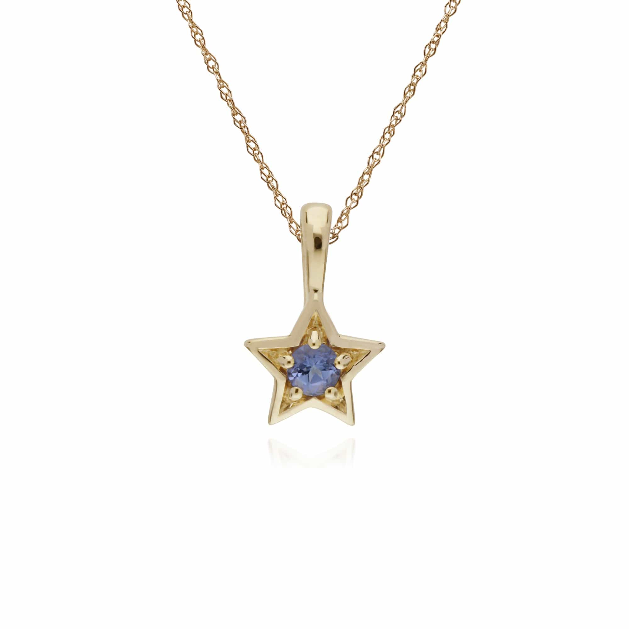 135E1523089-135P1874089 Contemporary Round Tanzanite Single Stone Star Earrings & Necklace Set in 9ct Yellow Gold 3