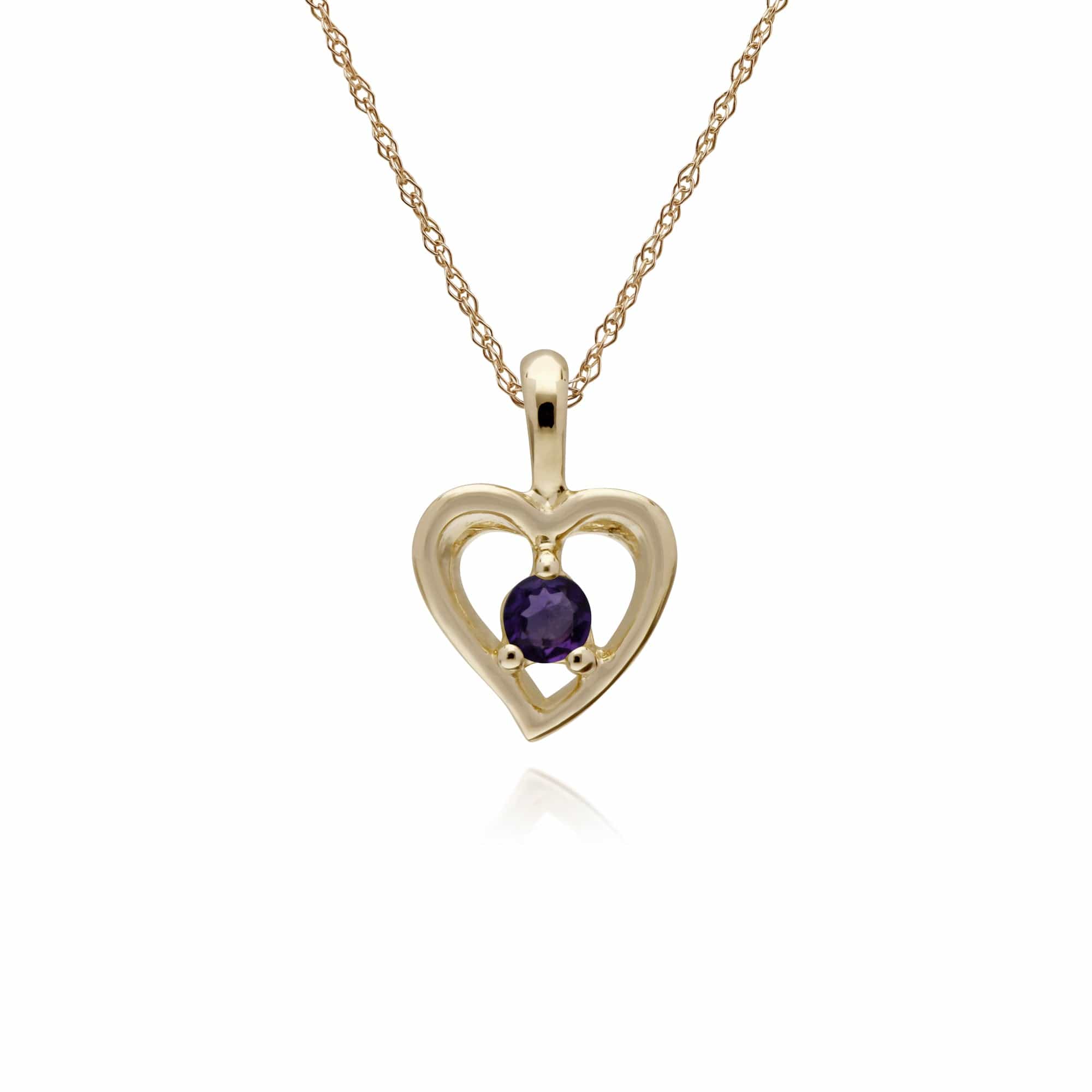 135P1875049 Gemondo 9ct Yellow Gold Amethyst Single Stone Heart 45cm Necklace 1