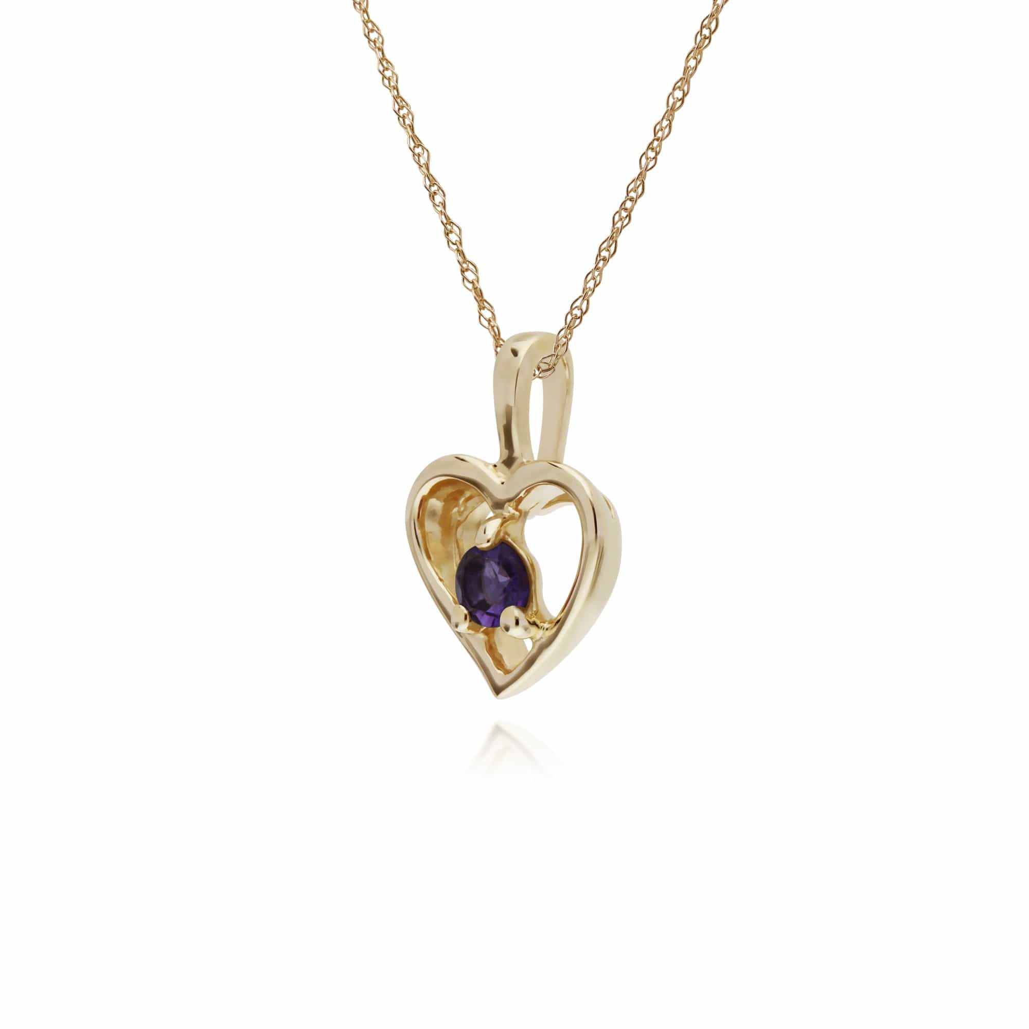 135P1875049 Gemondo 9ct Yellow Gold Amethyst Single Stone Heart 45cm Necklace 2
