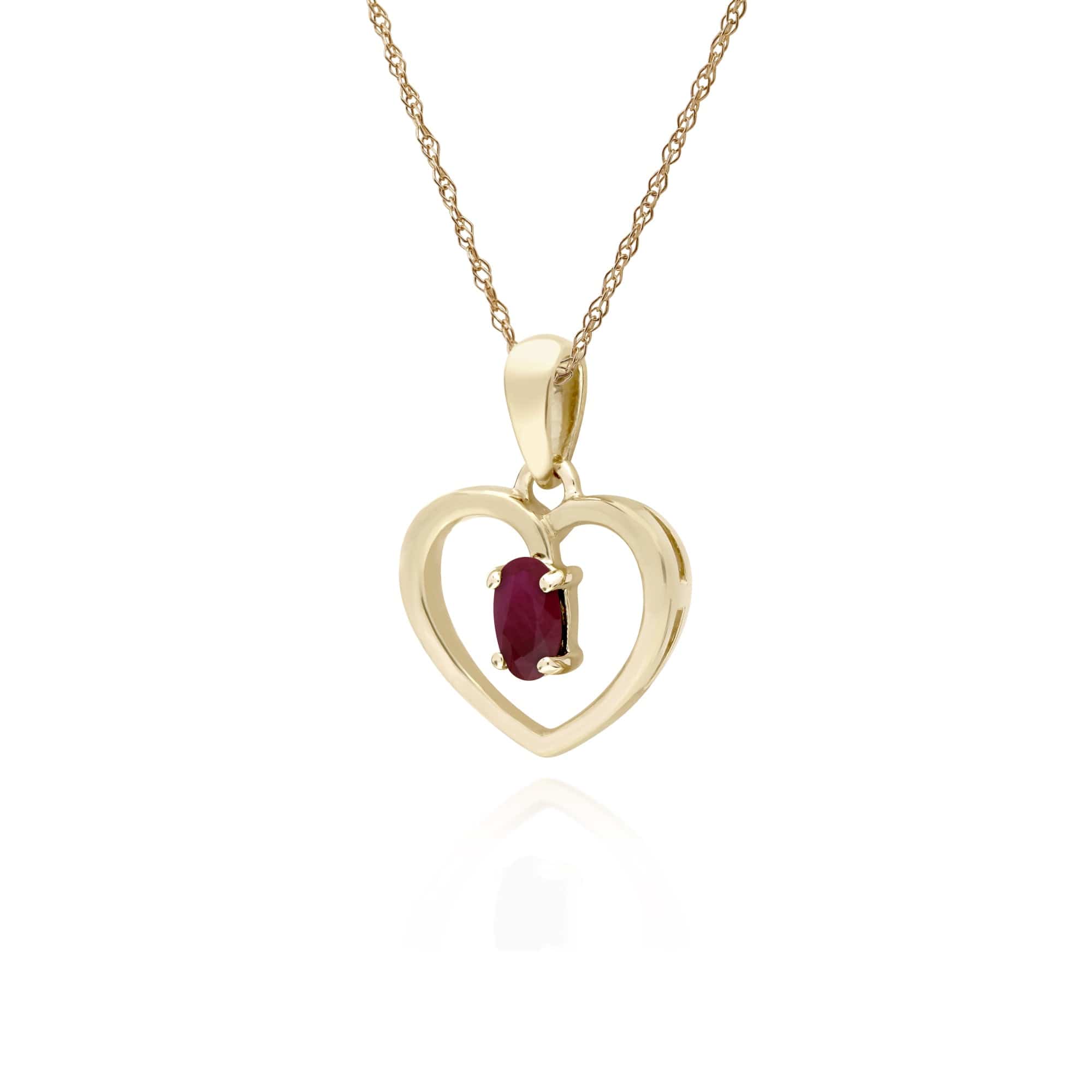 135P1887019 Gemondo 9ct Yellow Gold Ruby Oval Single Stone Heart Pendant on 45cm Chain 2