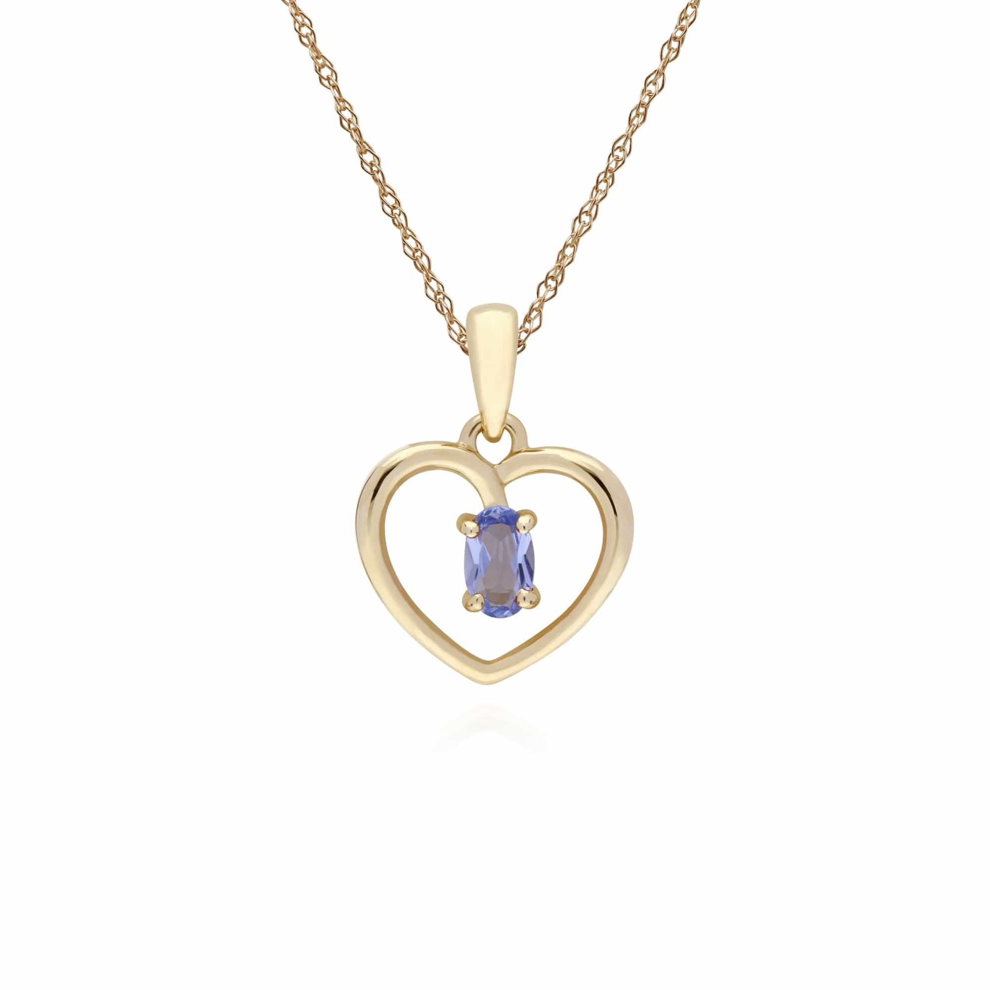 135P1887099 Gemondo 9ct Yellow Gold Tanzanite Oval Single Stone Heart Pendant on 45cm Chain 1