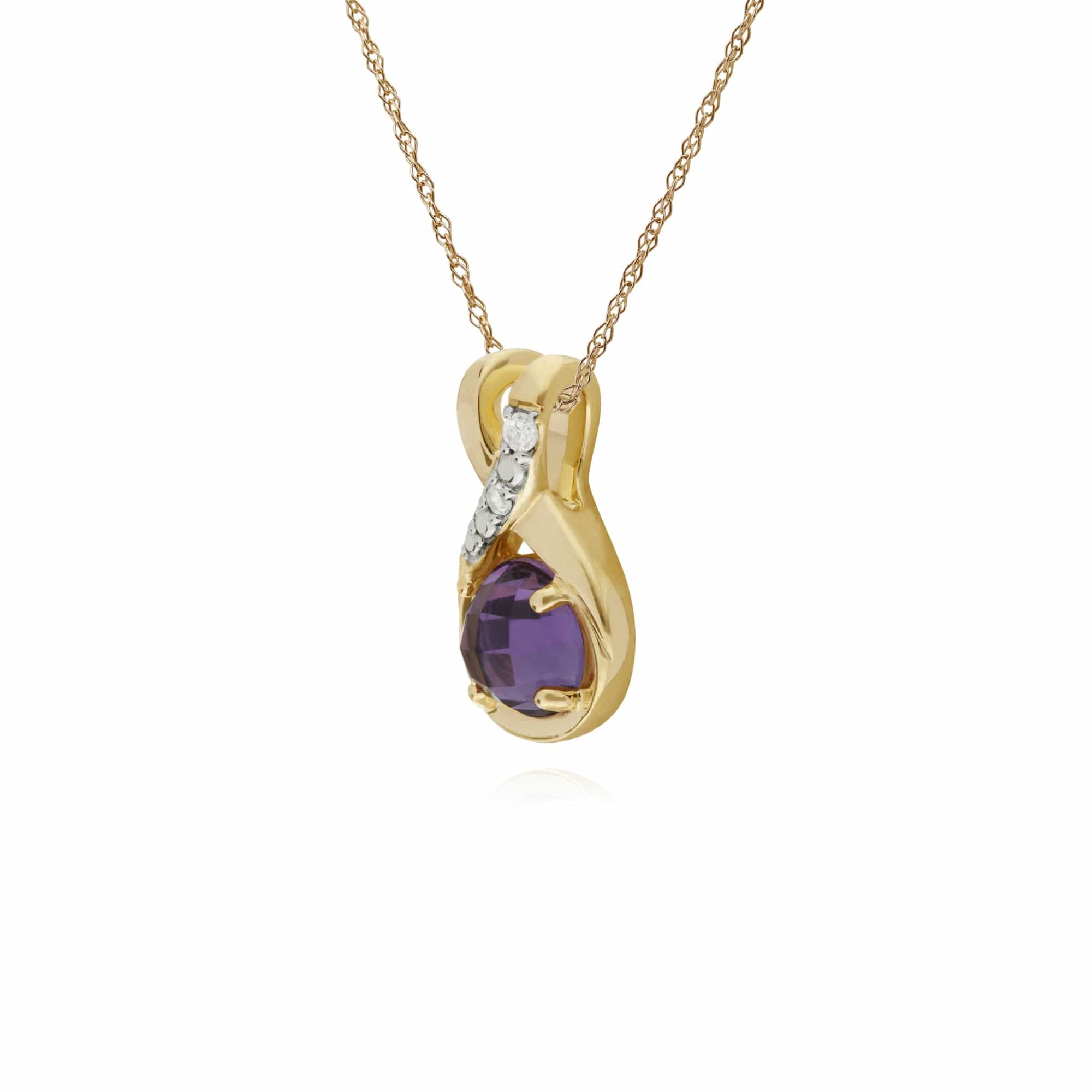 135P1897019 Classic Amethyst Checkerboard & Diamond Bale Pendant in 9ct Gold 2