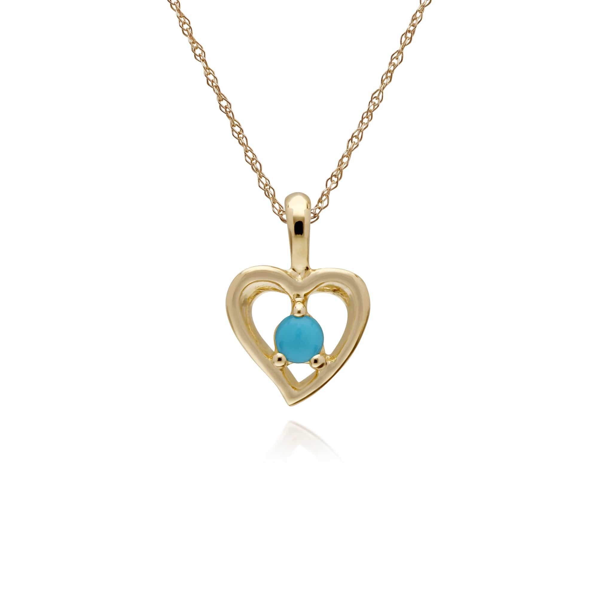 135P1902019 Gemondo 9ct Yellow Gold Turquoise Single Stone Heart 45cm Necklace 1