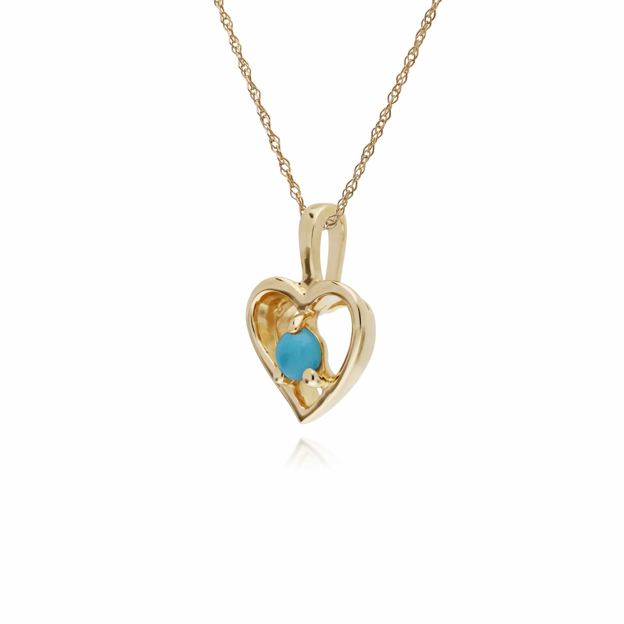 135P1902019 Gemondo 9ct Yellow Gold Turquoise Single Stone Heart 45cm Necklace 2