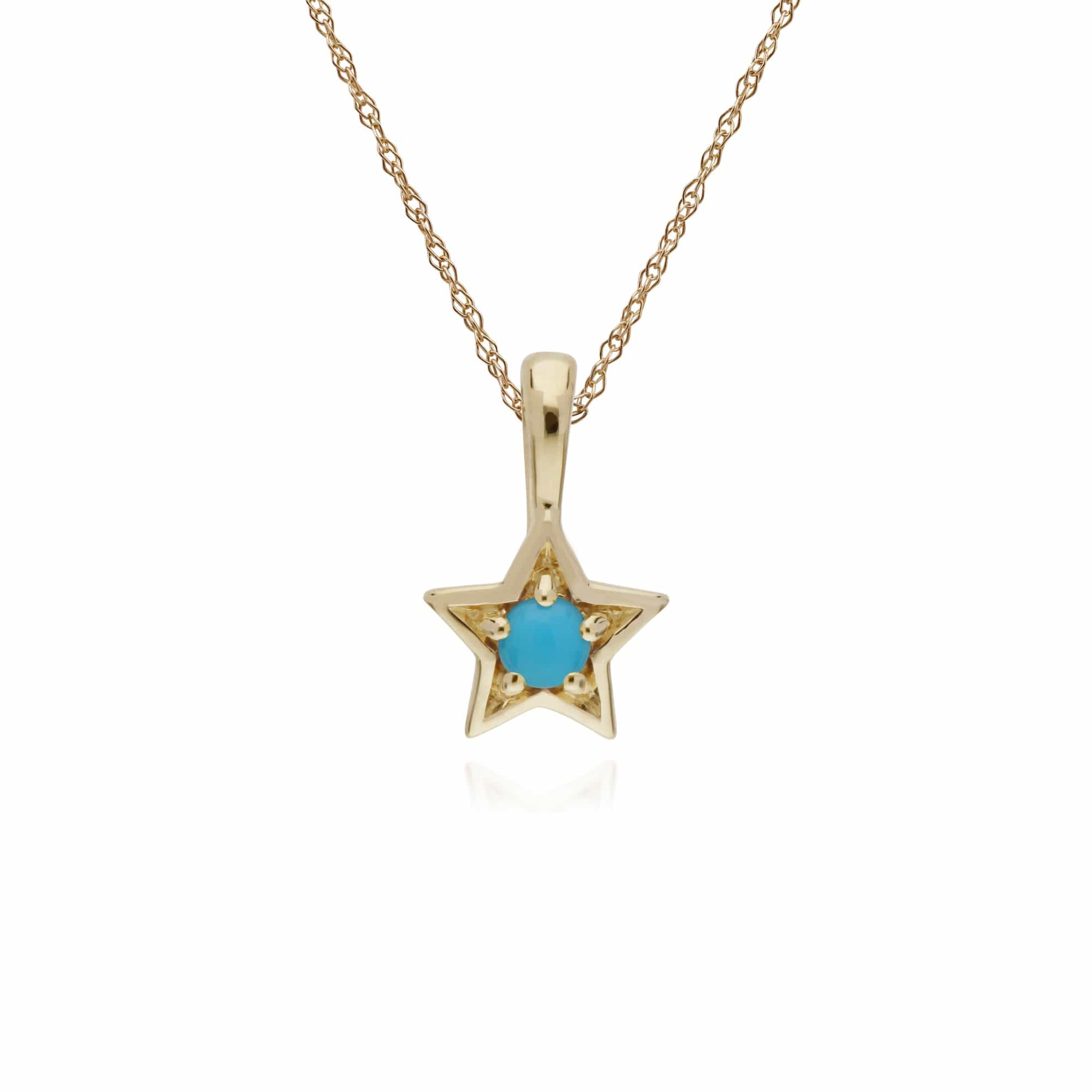 135P1903019 Gemondo 9ct Yellow Gold Turquoise Single Stone Star 45cm Necklace 1