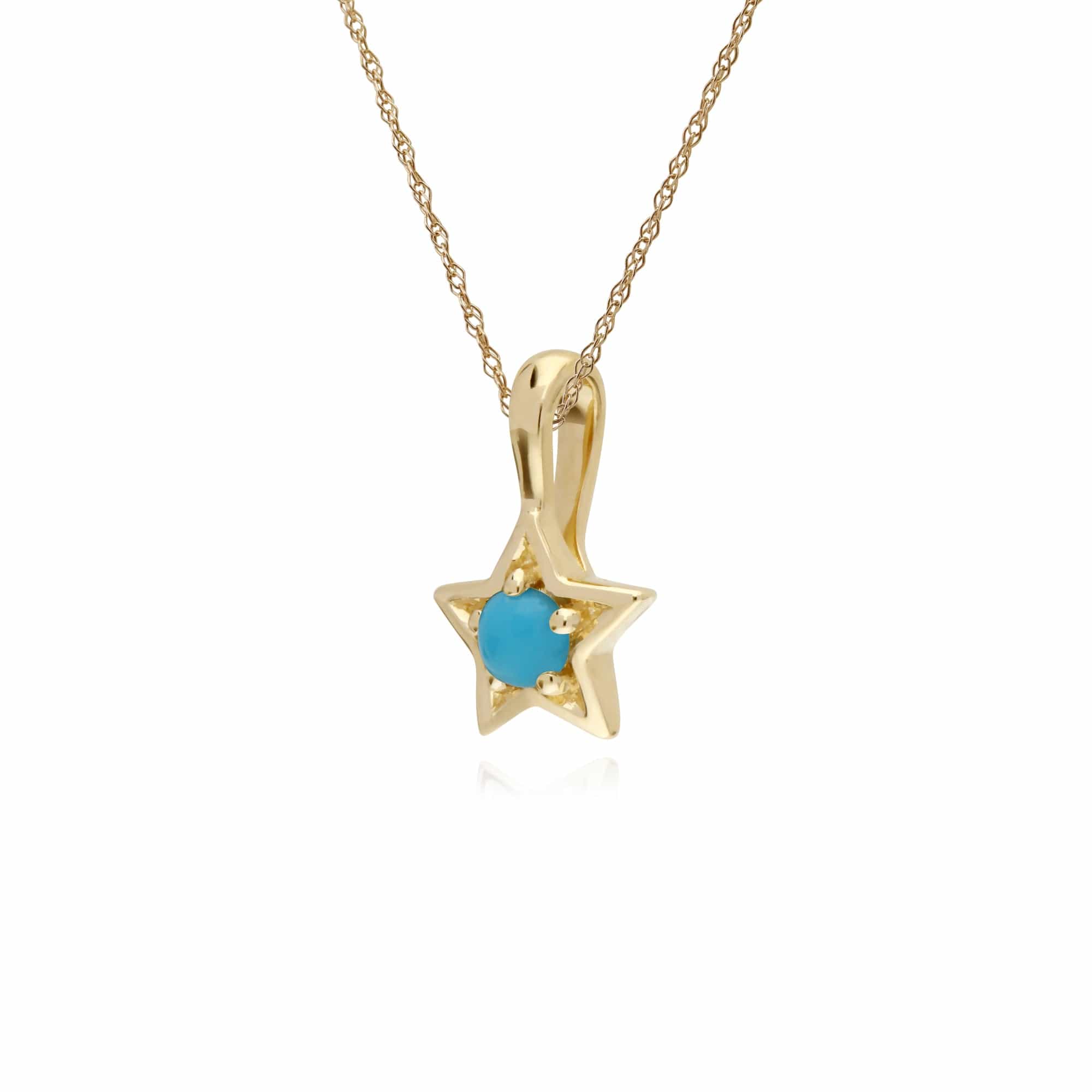 135P1903019 Gemondo 9ct Yellow Gold Turquoise Single Stone Star 45cm Necklace 2