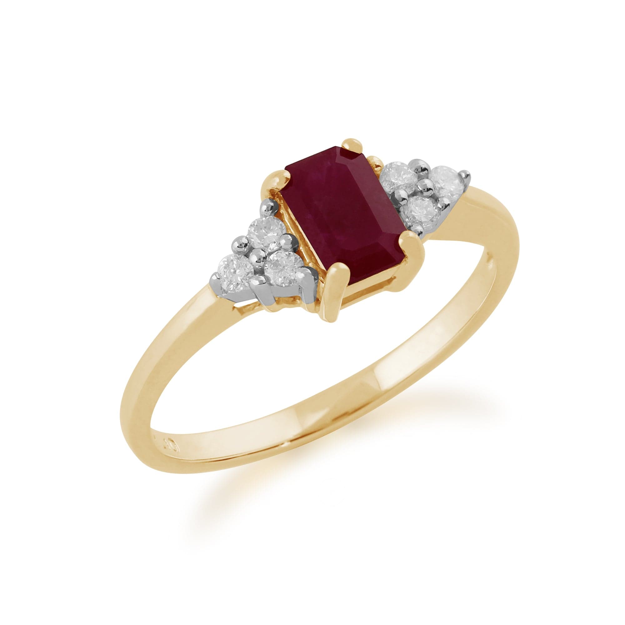 26985 Classic Baguette Ruby & Diamond in 9ct Yellow Gold 2