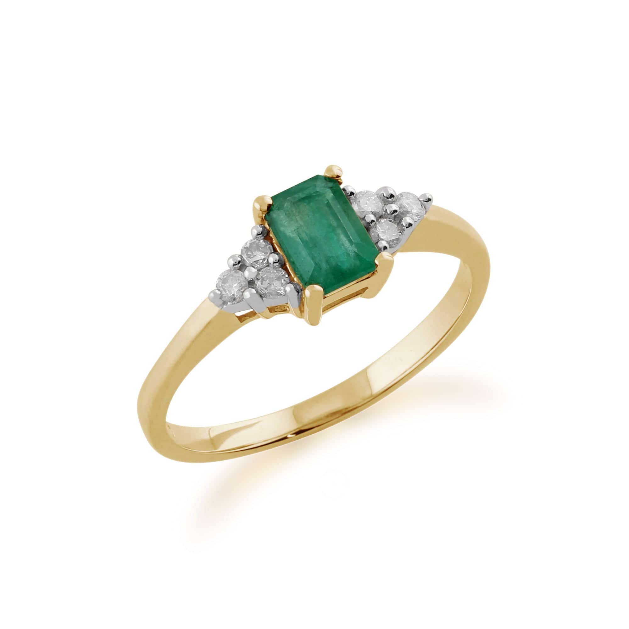 26986 Classic Baguette Emerald & Diamond Ring in 9ct Yellow Gold 3