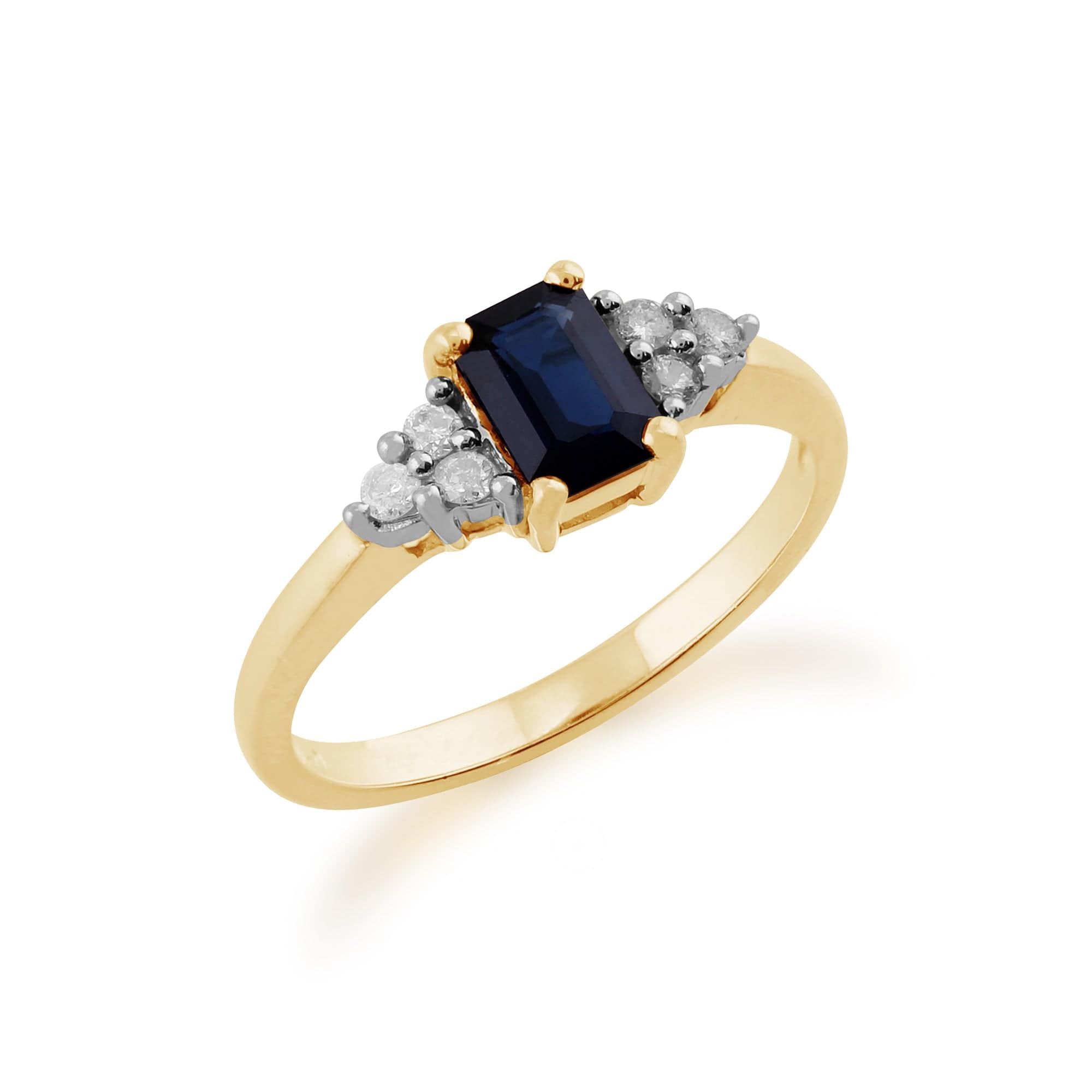 135R0486089 Classic Baguette Sapphire & Diamond Ring in 9ct Yellow Gold 2