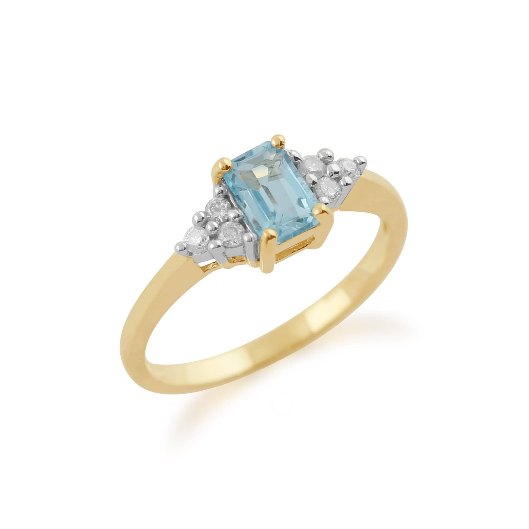 135R0486099 Gemondo 9ct Yellow Gold 0.68ct Blue Topaz & Diamond Ring 2