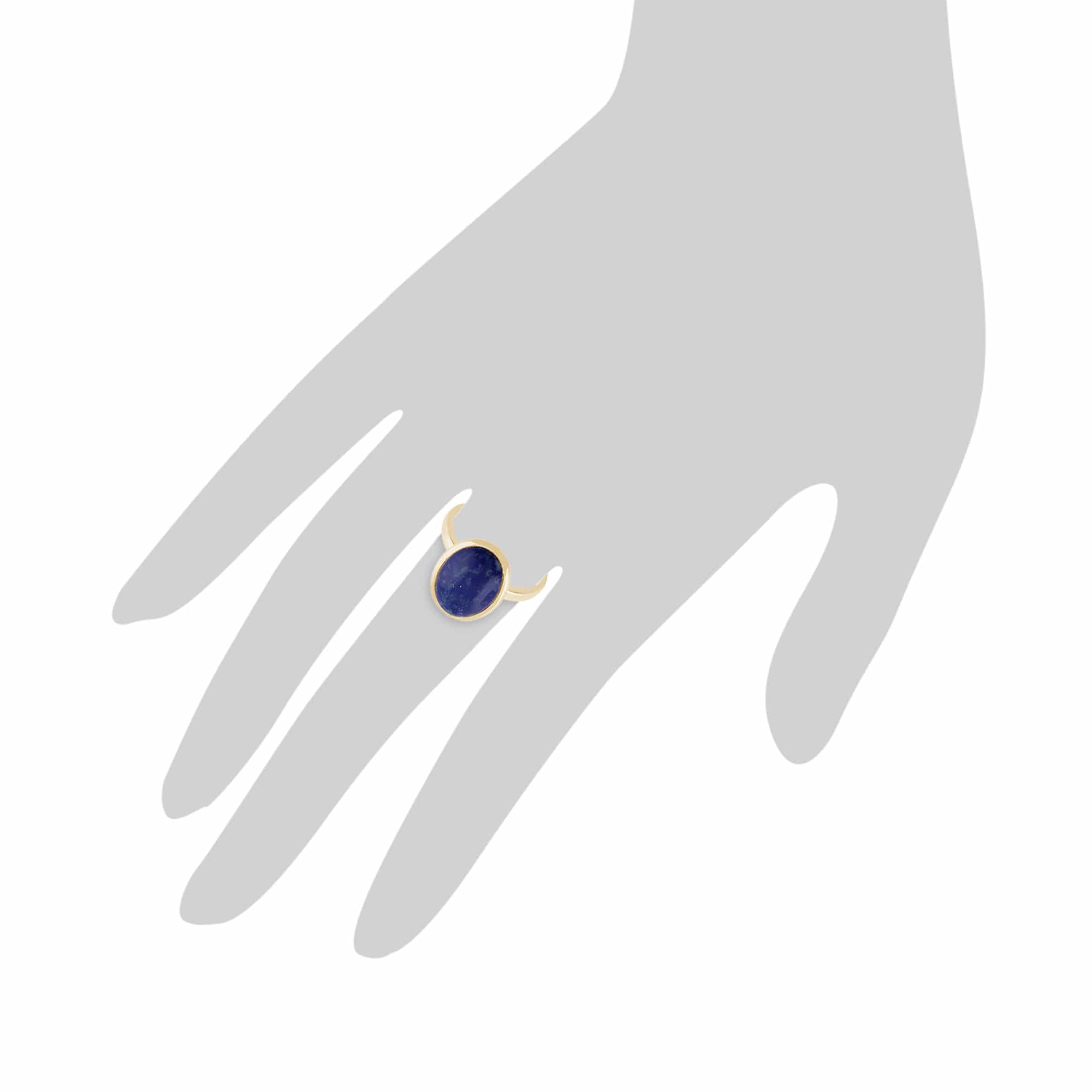135R1250019 Statement Oval Lapis Lazuli Ring in 9ct Yellow Gold 4