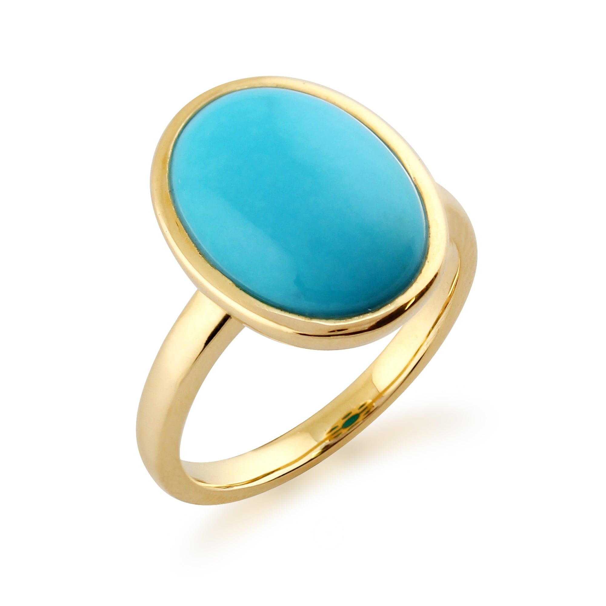 Statement Oval Turquoise Ring in 9ct Yellow Gold - Gemondo