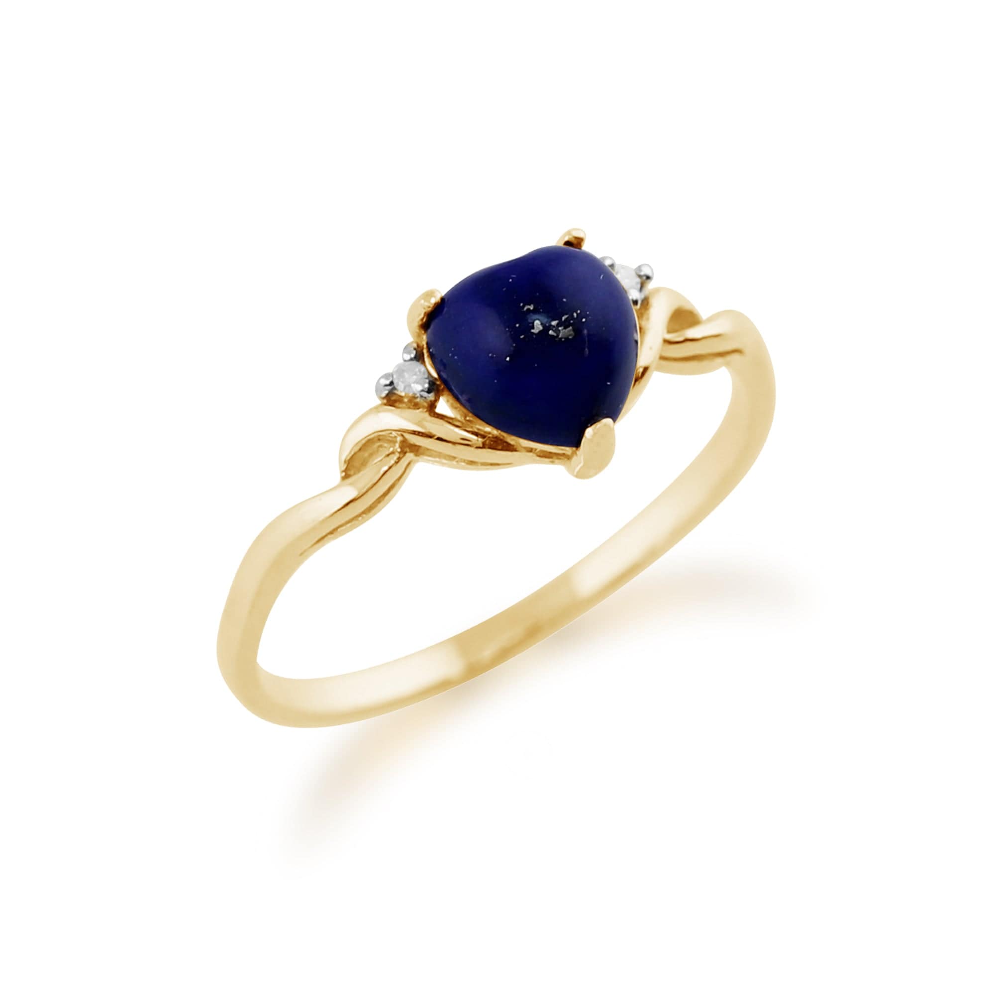 135R1294029 Classic Lapis Lazuli & Diamond Heart Ring in 9ct Yellow Gold 2