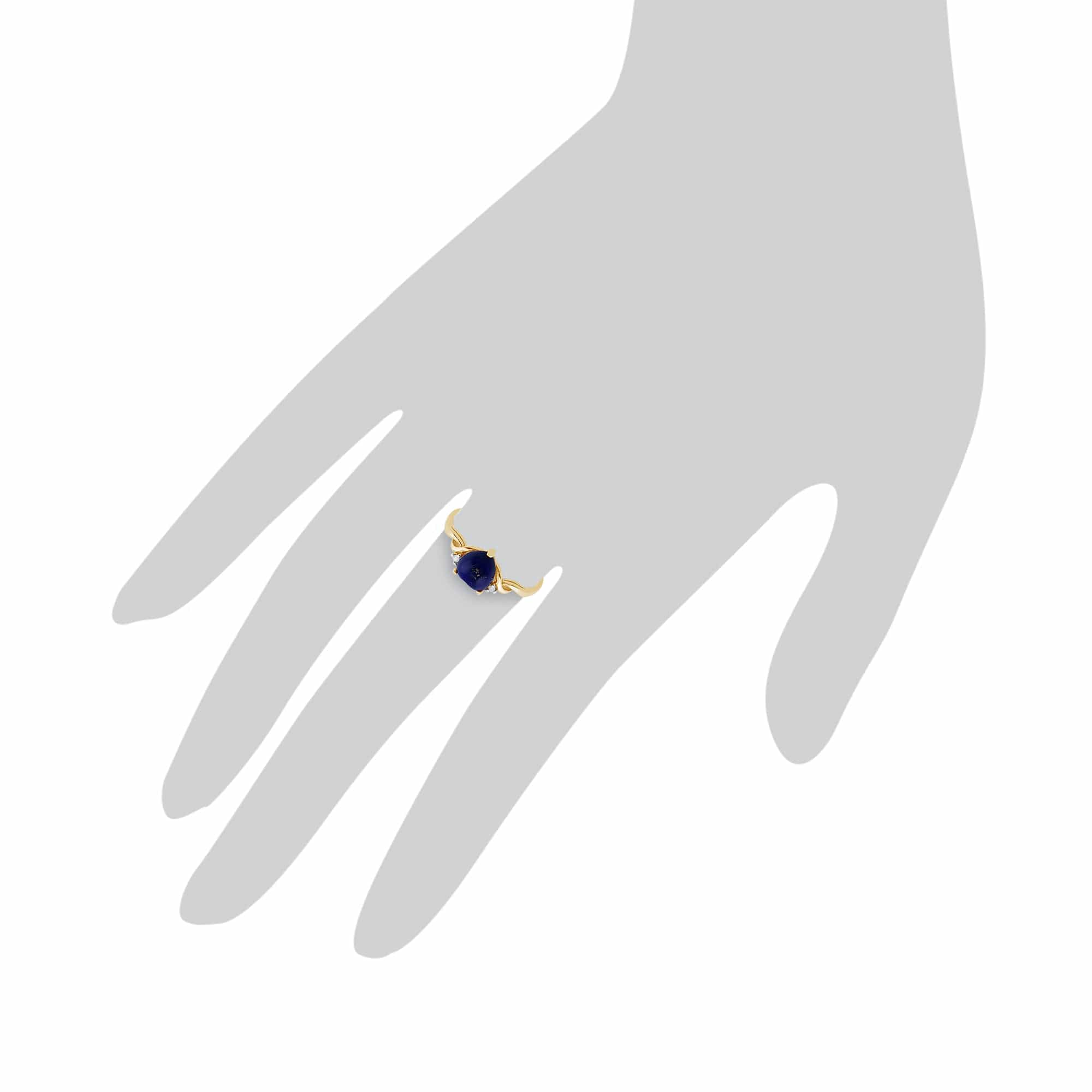 135R1294029 Classic Lapis Lazuli & Diamond Heart Ring in 9ct Yellow Gold 3