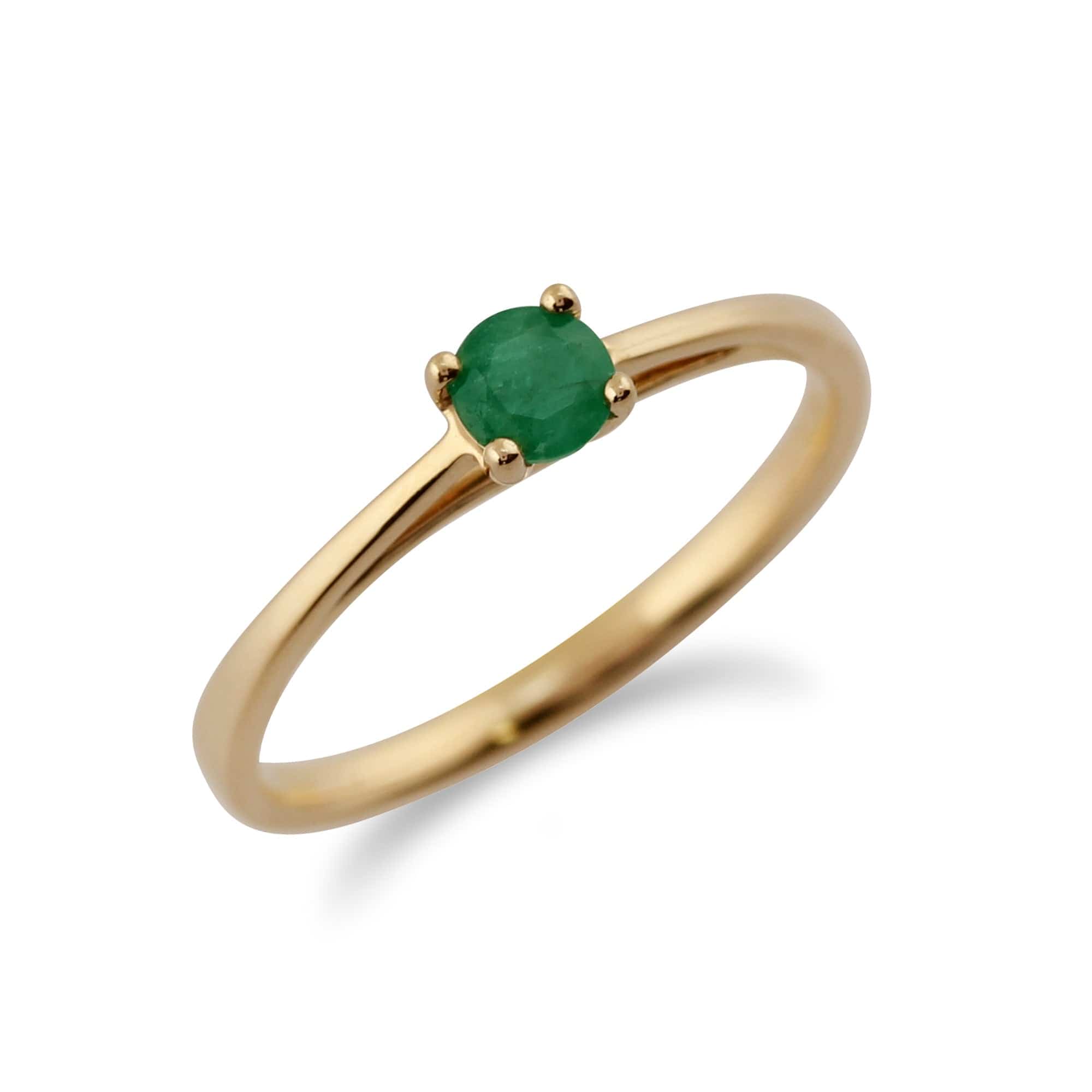 135R1307019 Classic Round Solitaire Emerald Ring in 9ct Yellow Gold  2
