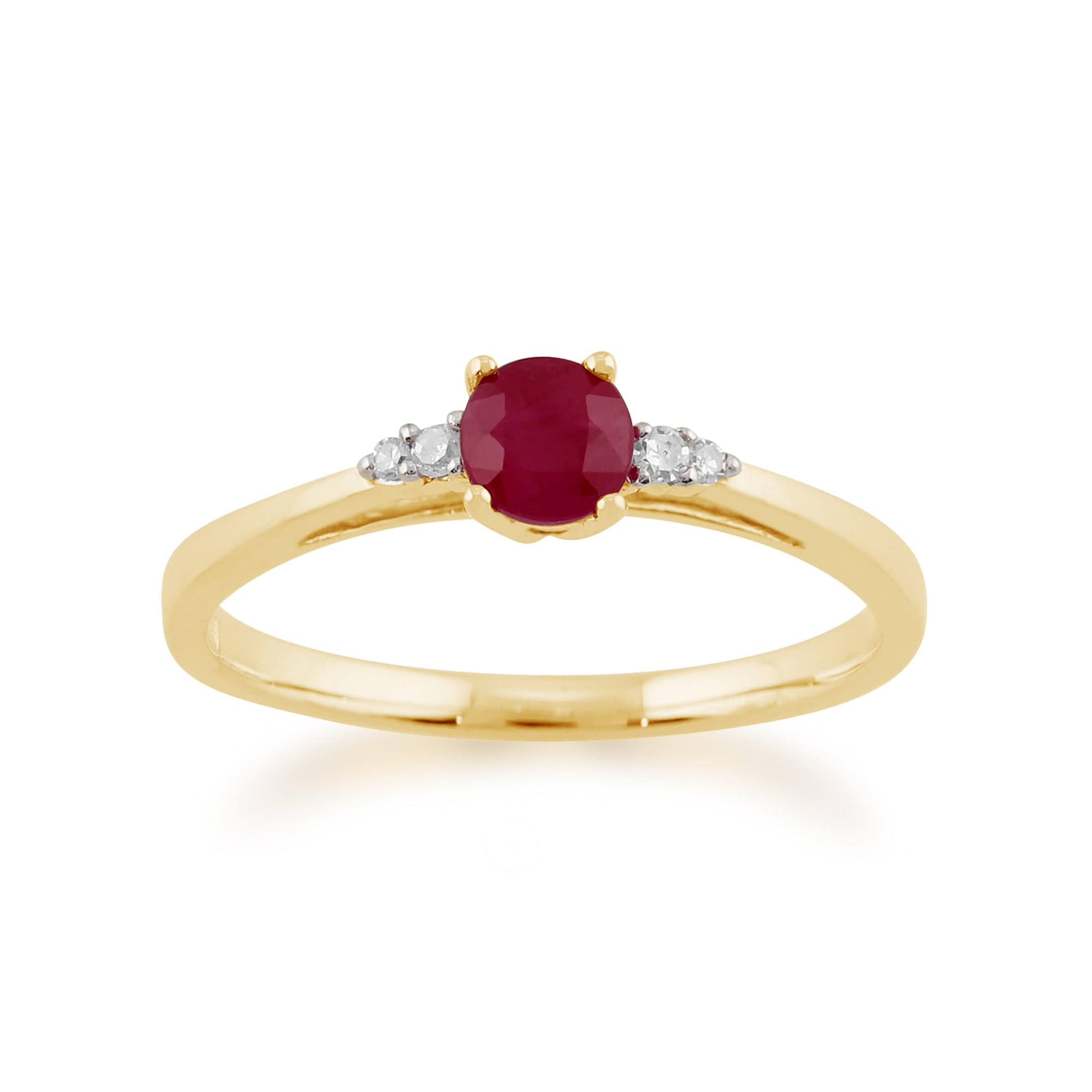 Round Ruby & Diamond Ring Yellow Gold Media 1 of 2