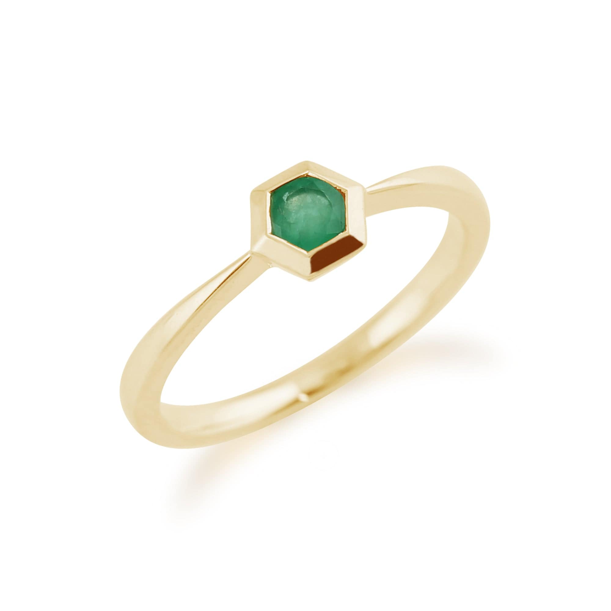 135R1361029 Gemondo 9ct Yellow Gold 0.23ct Emerald Hexagon Ring 2