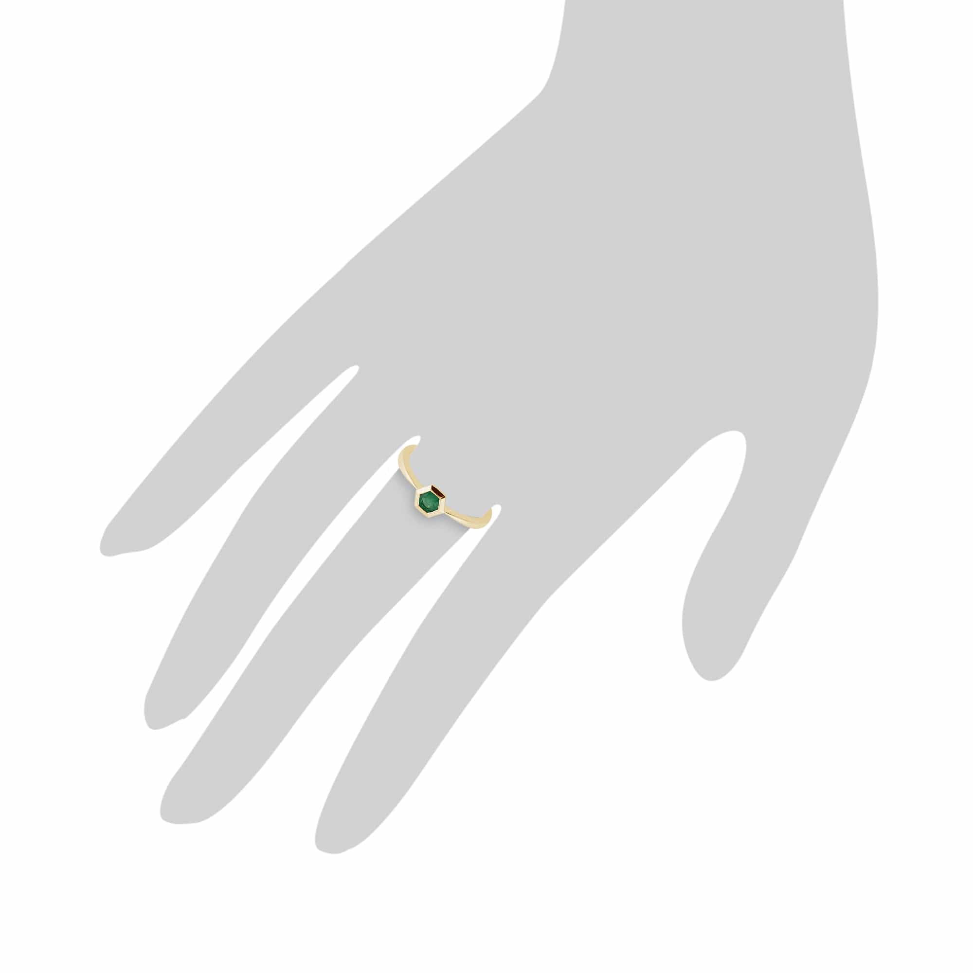 135R1361029 Gemondo 9ct Yellow Gold 0.23ct Emerald Hexagon Ring 3