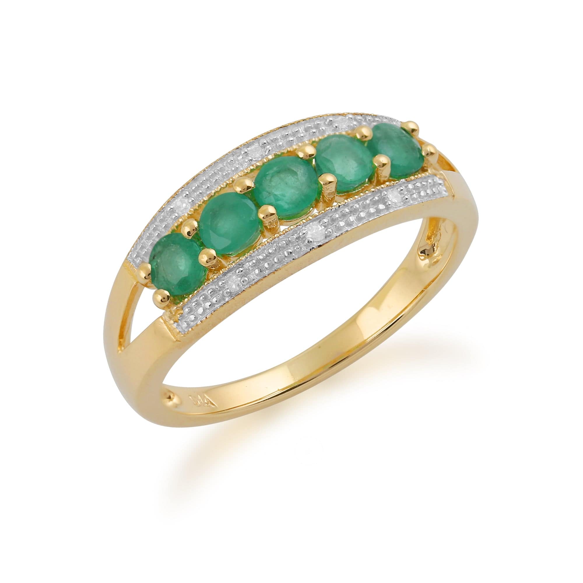 135R1389019 Gemondo 9ct Yellow Gold 0.70ct Emerald & Diamond Ring 2