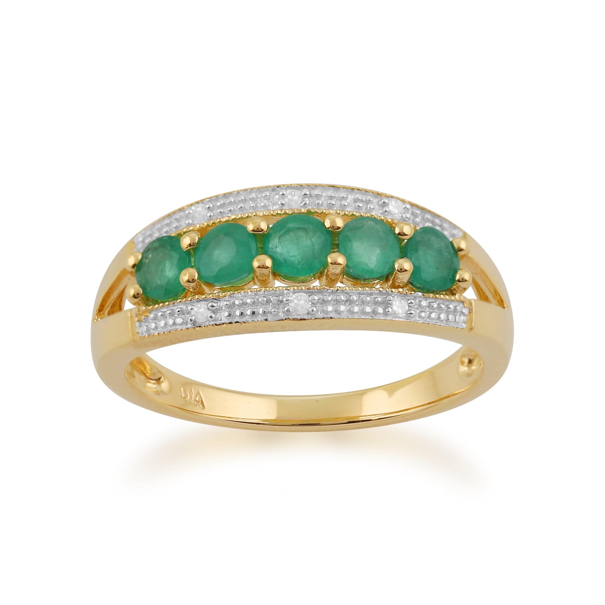 Gemondo 9ct Yellow Gold 0.70ct Emerald & Diamond Ring Image 1