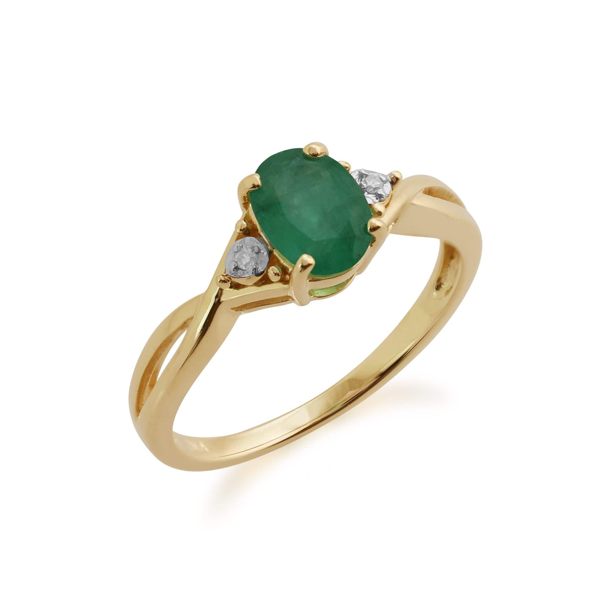 Gemondo 9ct Yellow Gold 0.83ct Emerald & Diamond Ring Image 1