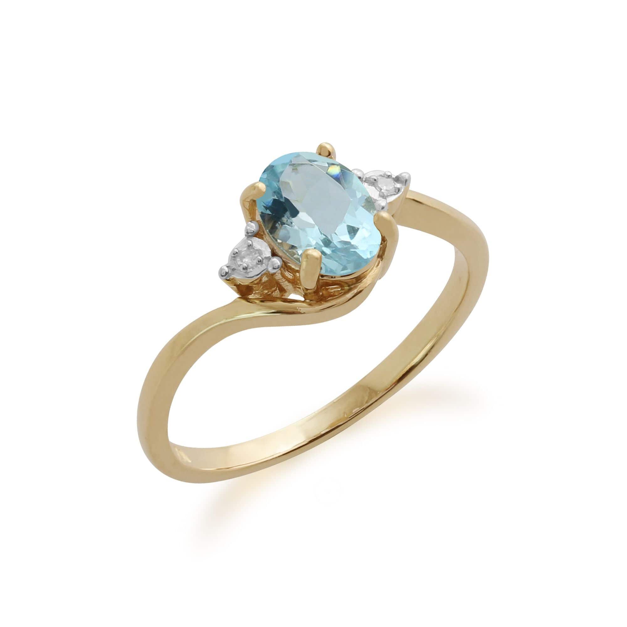135R1393059 Gemondo 9ct Yellow Gold 0.97ct Blue Topaz & Diamond Ring 1