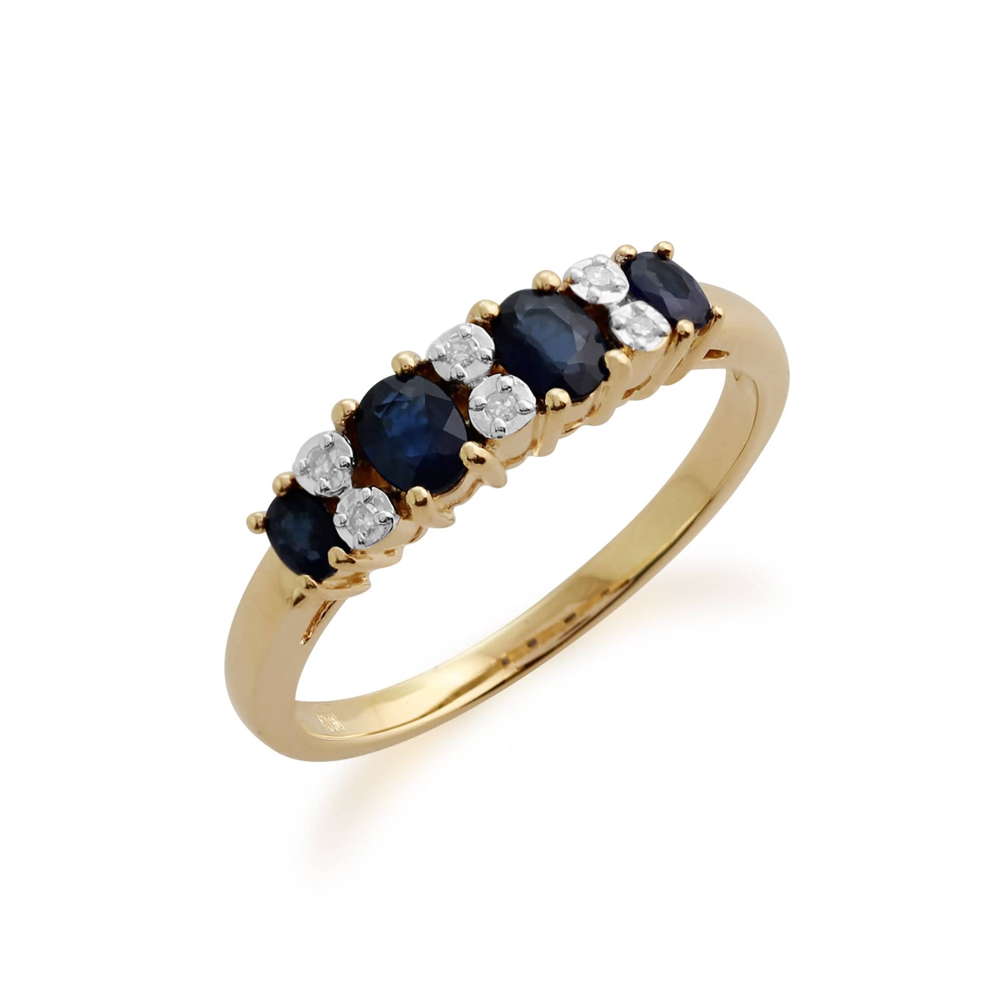 Gemondo 9ct Yellow Gold 0.65ct Sapphire & Diamond Half Eternity Ring Image 2