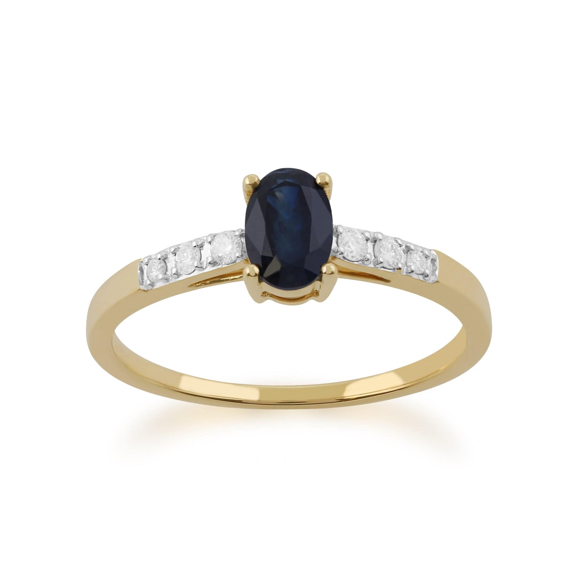 Gemondo 9ct Yellow Gold Sapphire & Diamond Oval Cut Solitaire Ring