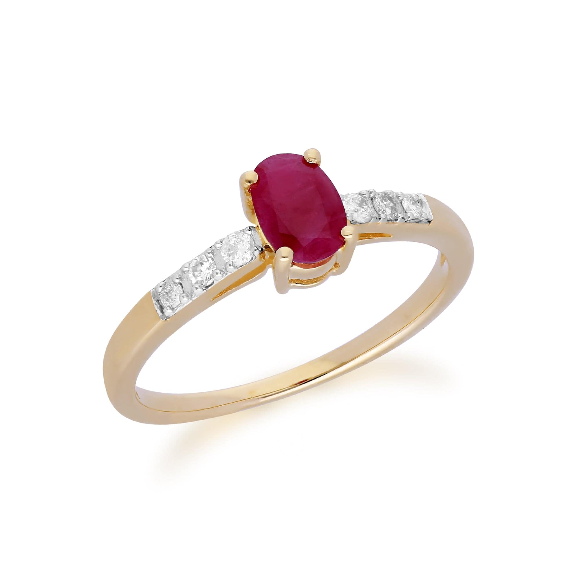 135R1500029 Gemondo 9ct Yellow Gold Ruby & Diamond Oval Cut Solitaire Ring 2