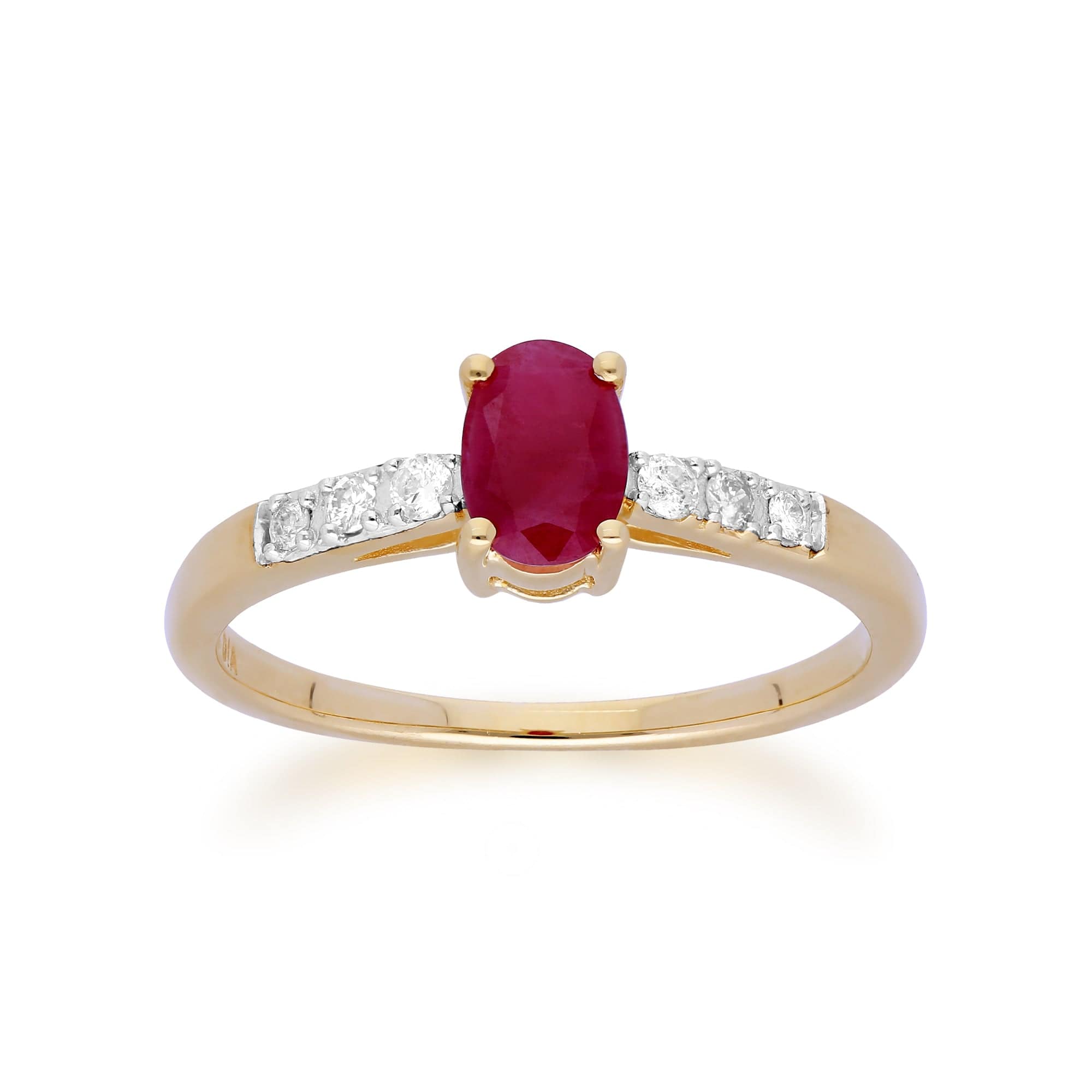 Gemondo 9ct Yellow Gold Ruby & Diamond Oval Cut Solitaire Ring Image 1
