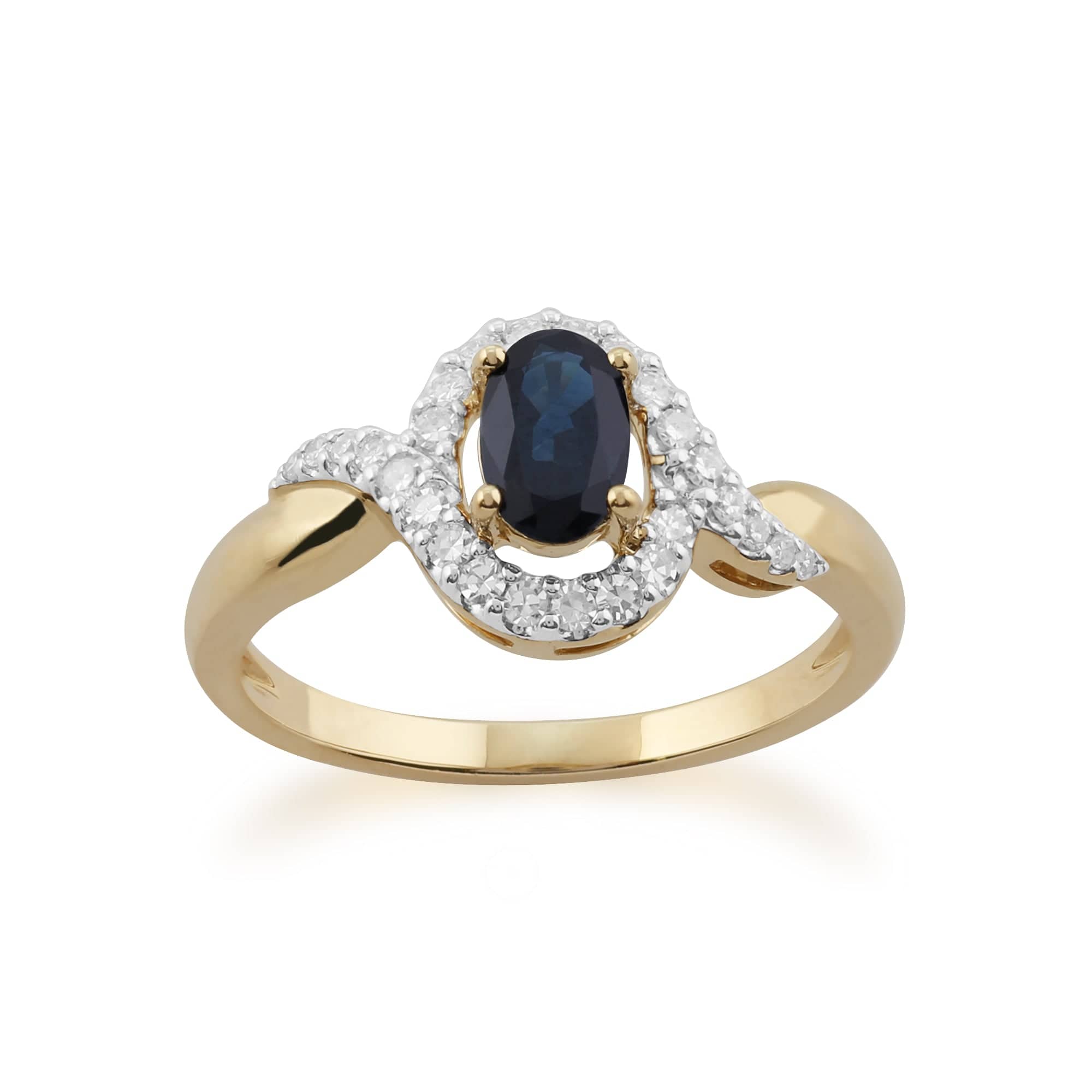 135R1505019 Classic Oval Sapphire & Diamond Ring in 9ct Yellow Gold 1