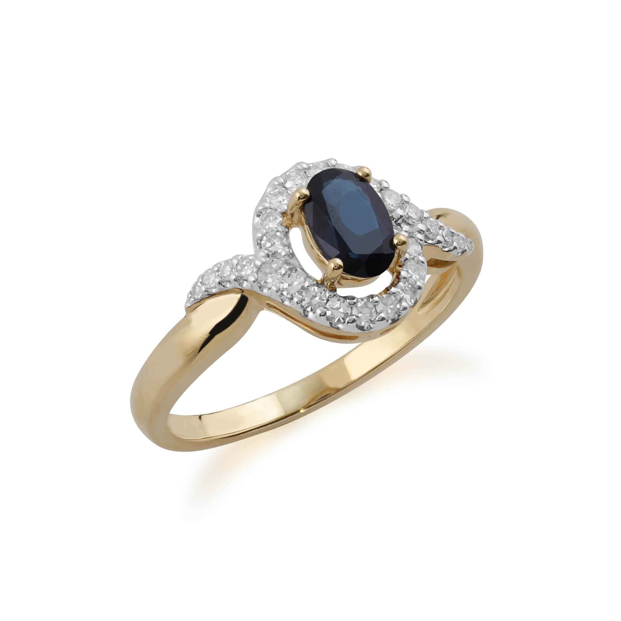 135R1505019 Classic Oval Sapphire & Diamond Ring in 9ct Yellow Gold 2