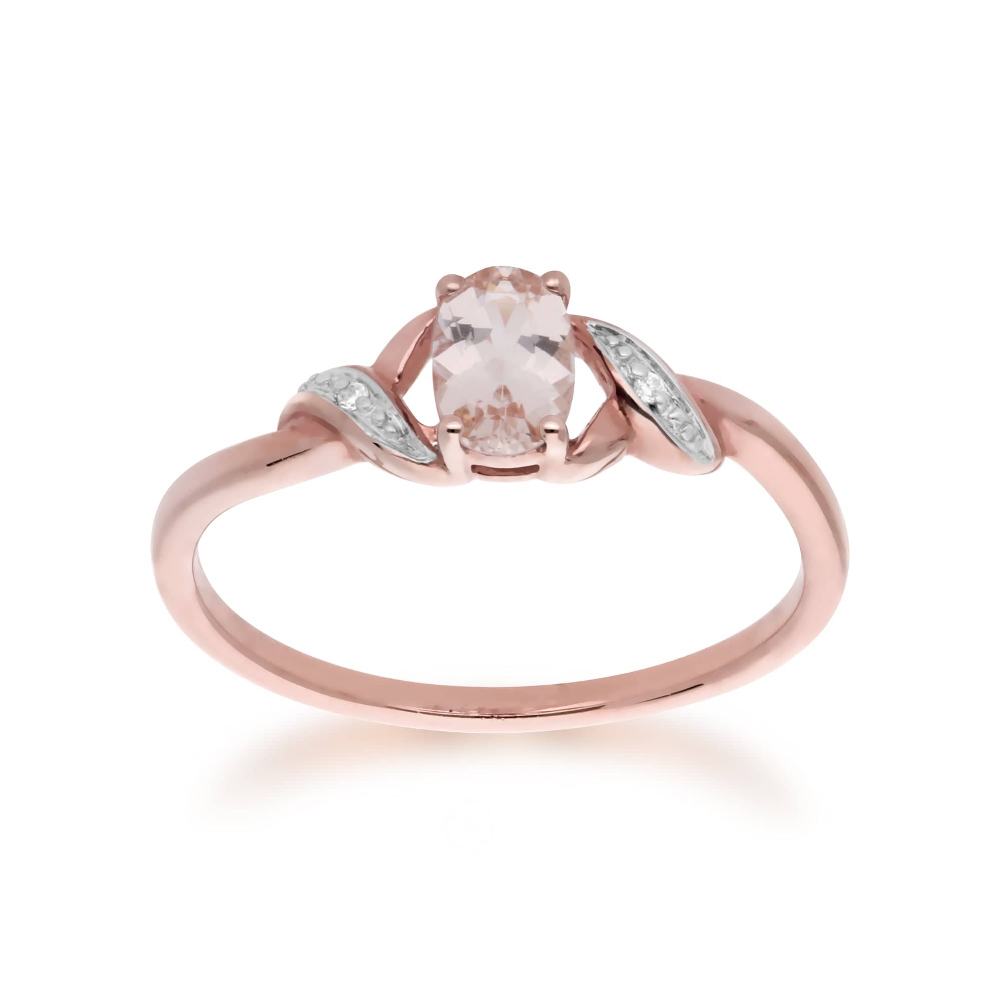 135R1586019 Classic Oval Morganite & Diamond Ring in 9ct Rose Gold 1