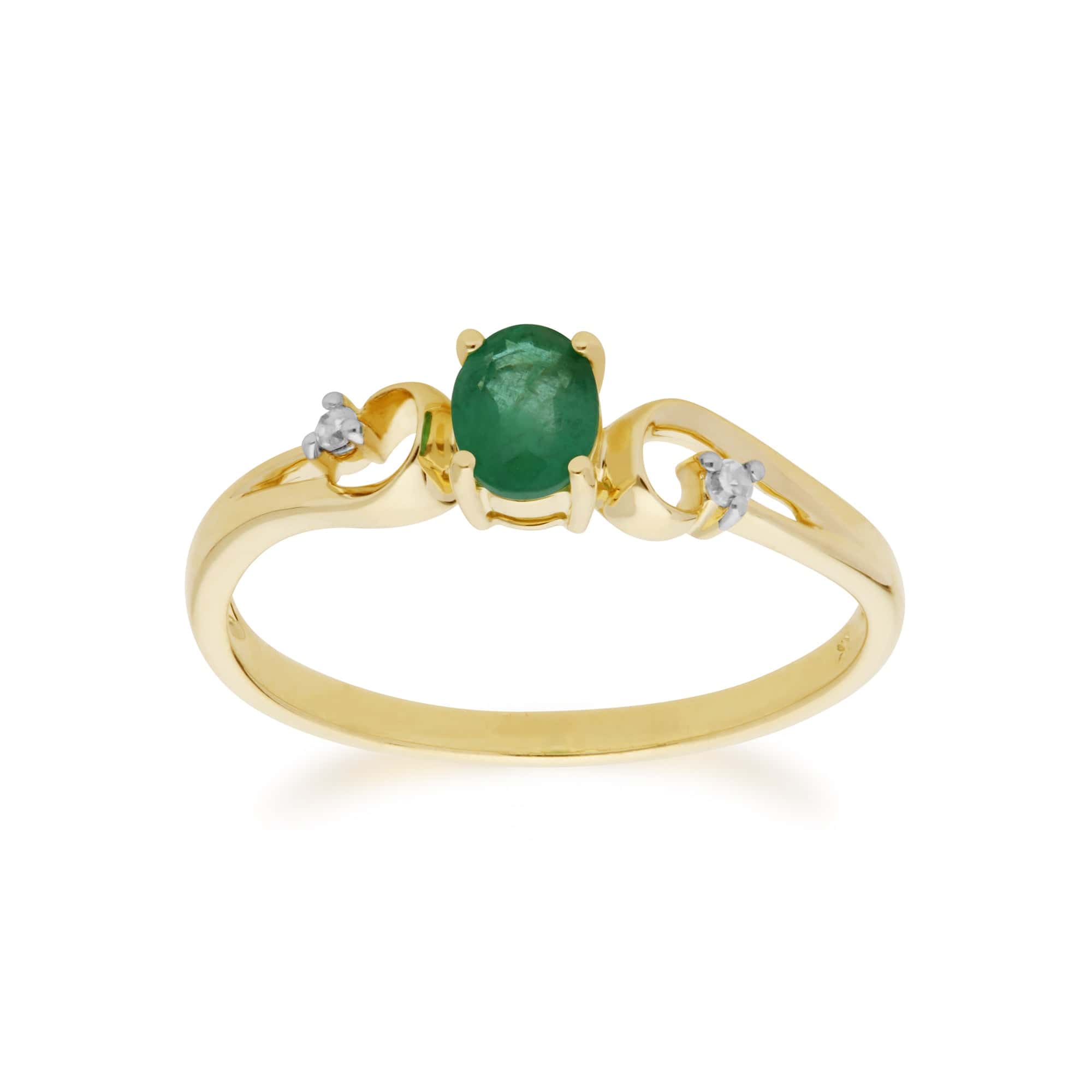 135R1741029 Classic Oval Emerald & Diamond Ring in 9ct Yellow Gold 1
