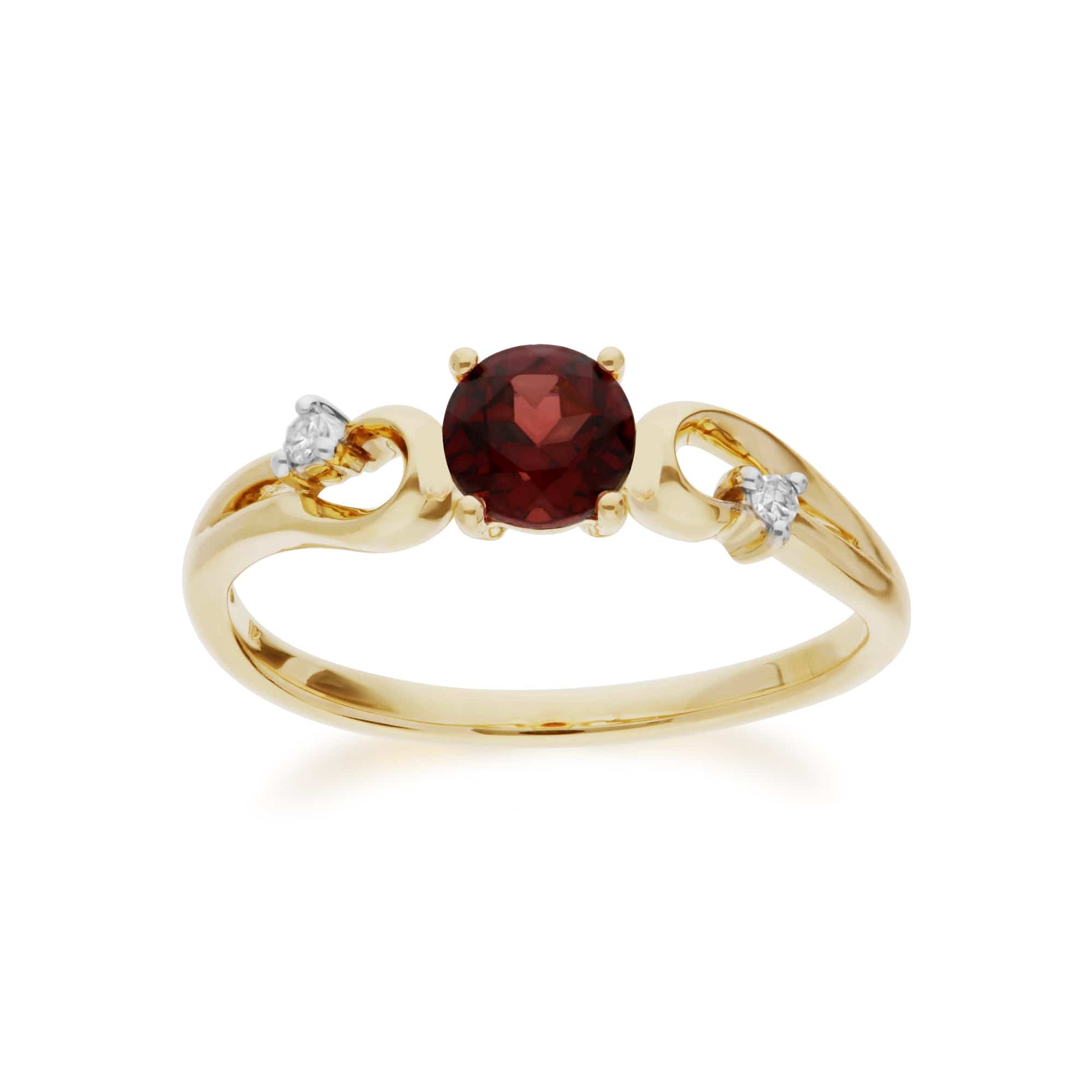 135R1742029 Classic  Round Garnet & Diamond Ring in 9ct Yellow Gold 1