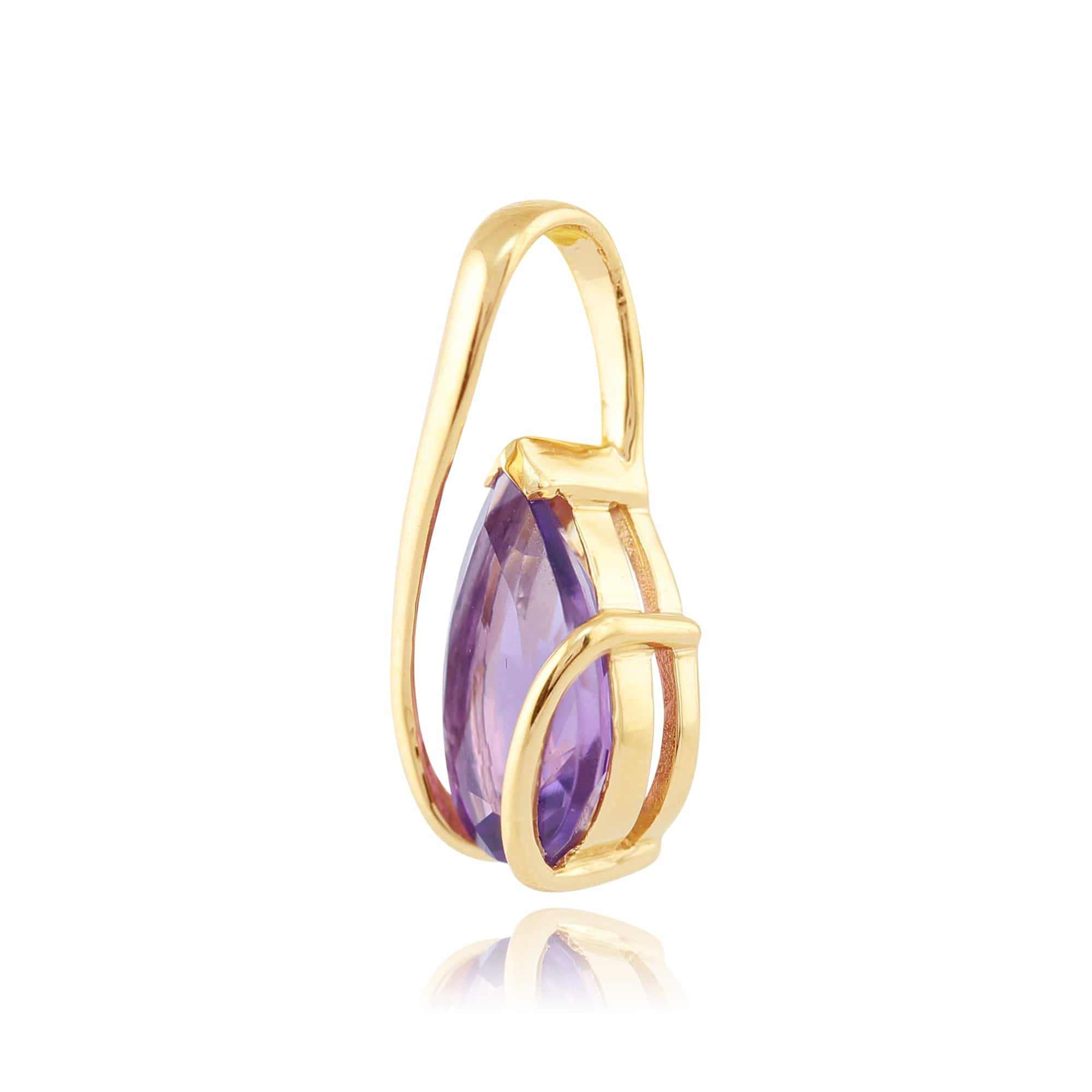 9812 Classic Pear Amethyst Pendant in 9ct Yellow Gold 2