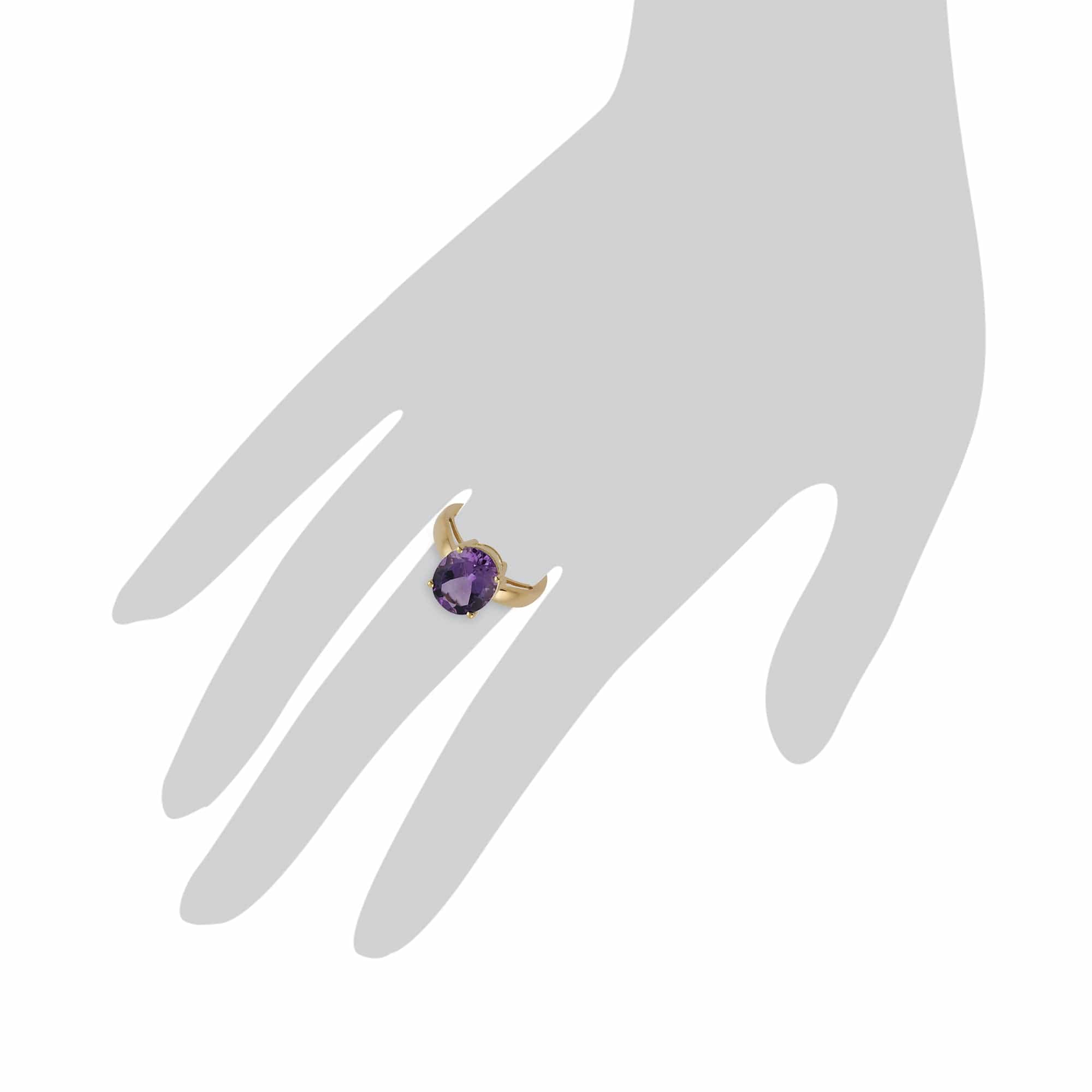 23497 9ct Yellow Gold 3.67ct Natural Amethyst Classic Single Stone Style Ring 3