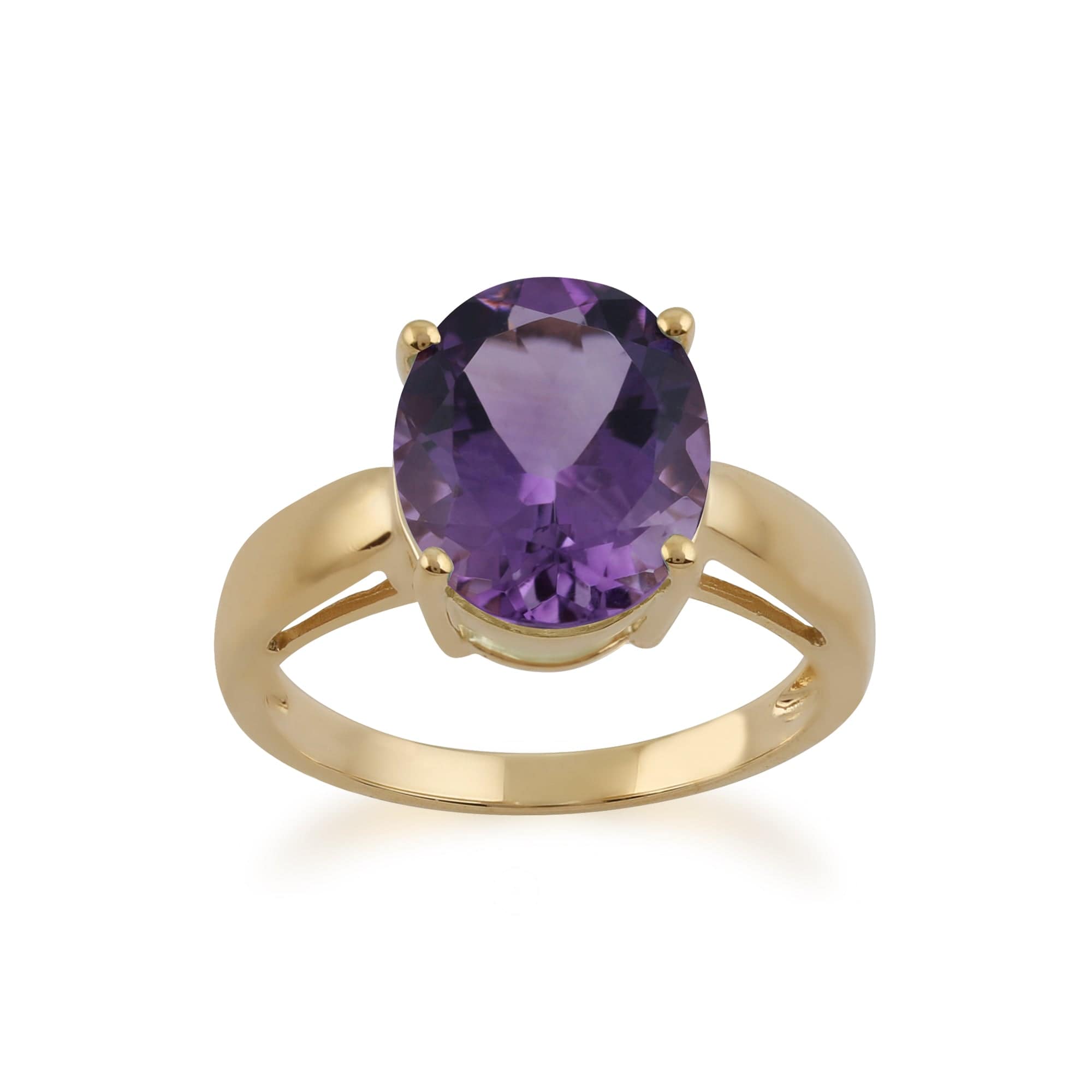 9ct Yellow Gold 3.67ct Natural Amethyst Classic Single Stone Style Ring Image 1