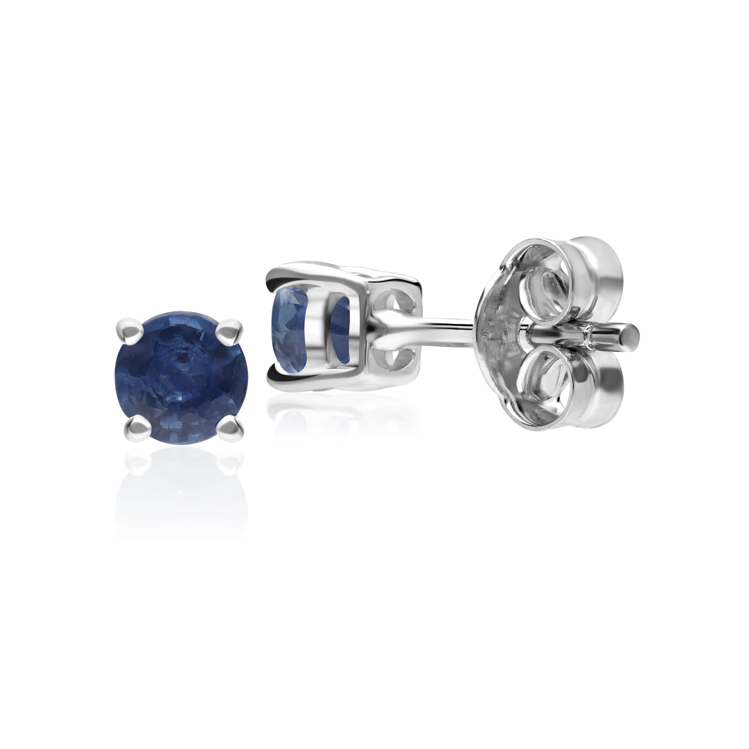 Classic Round Light Blue Sapphire Stud Earrings in 9ct White Gold 3.5mm - Gemondo
