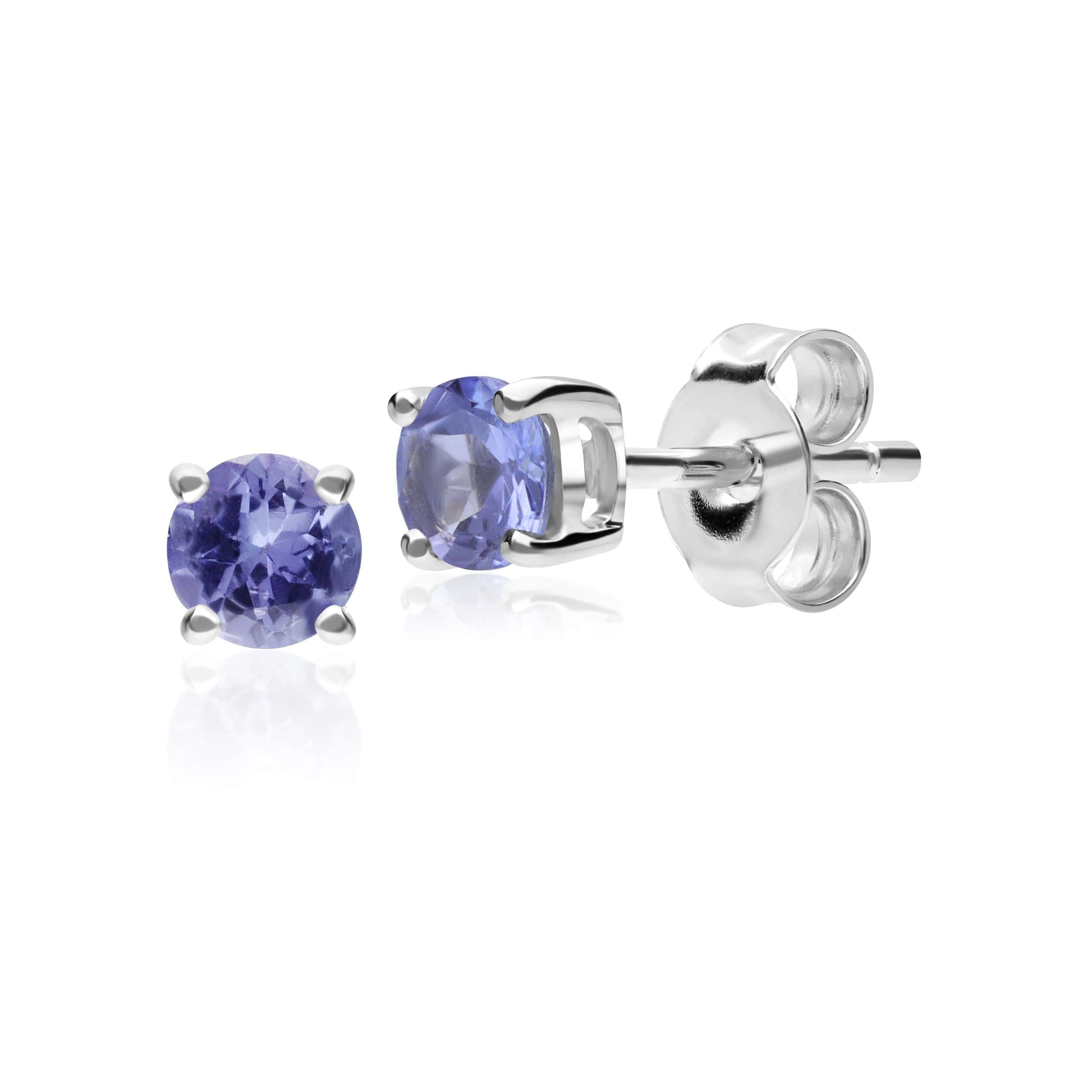 18937 Classic Round Tanzanite Stud Earrings in 9ct White Gold 1