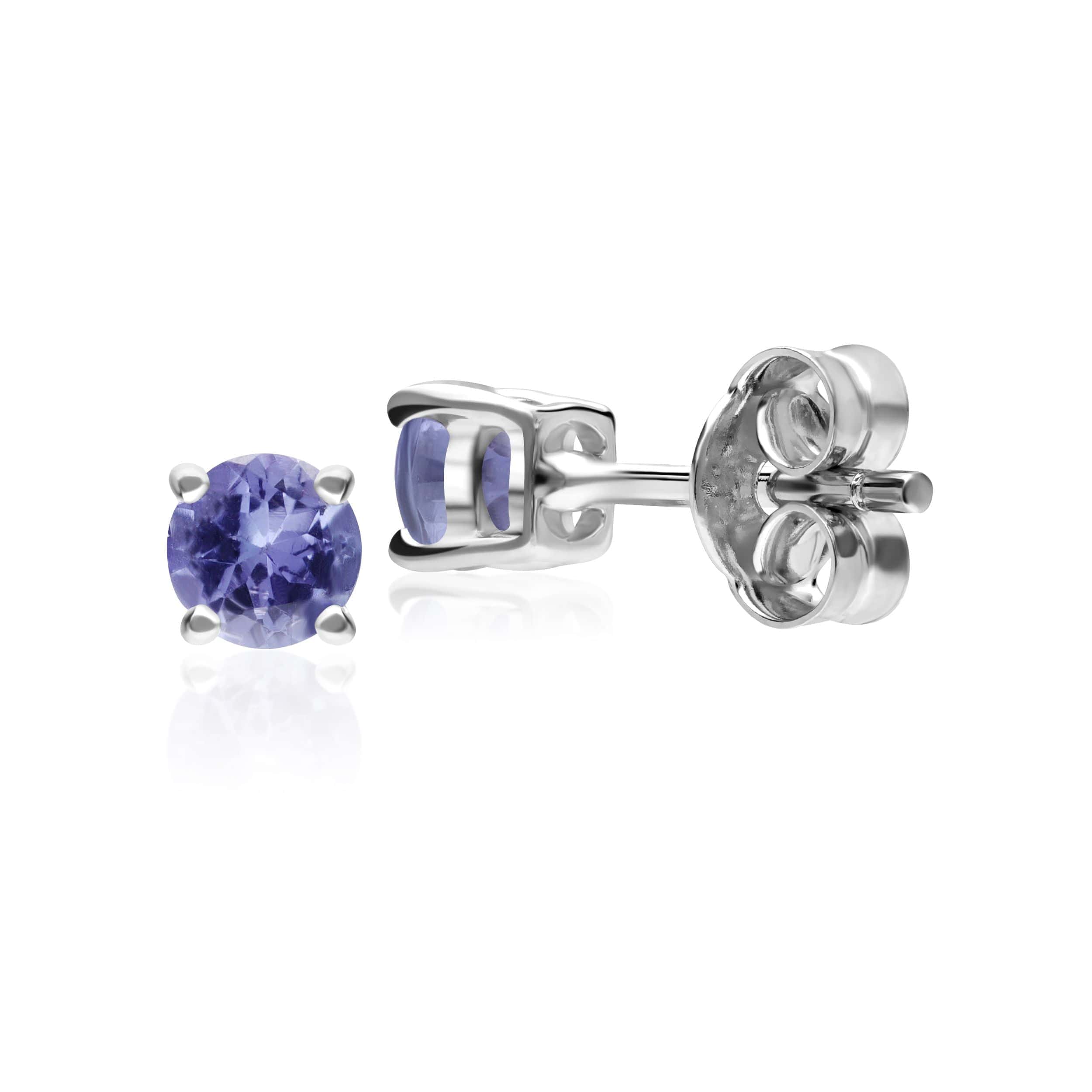 18937 Classic Round Tanzanite Stud Earrings in 9ct White Gold 2