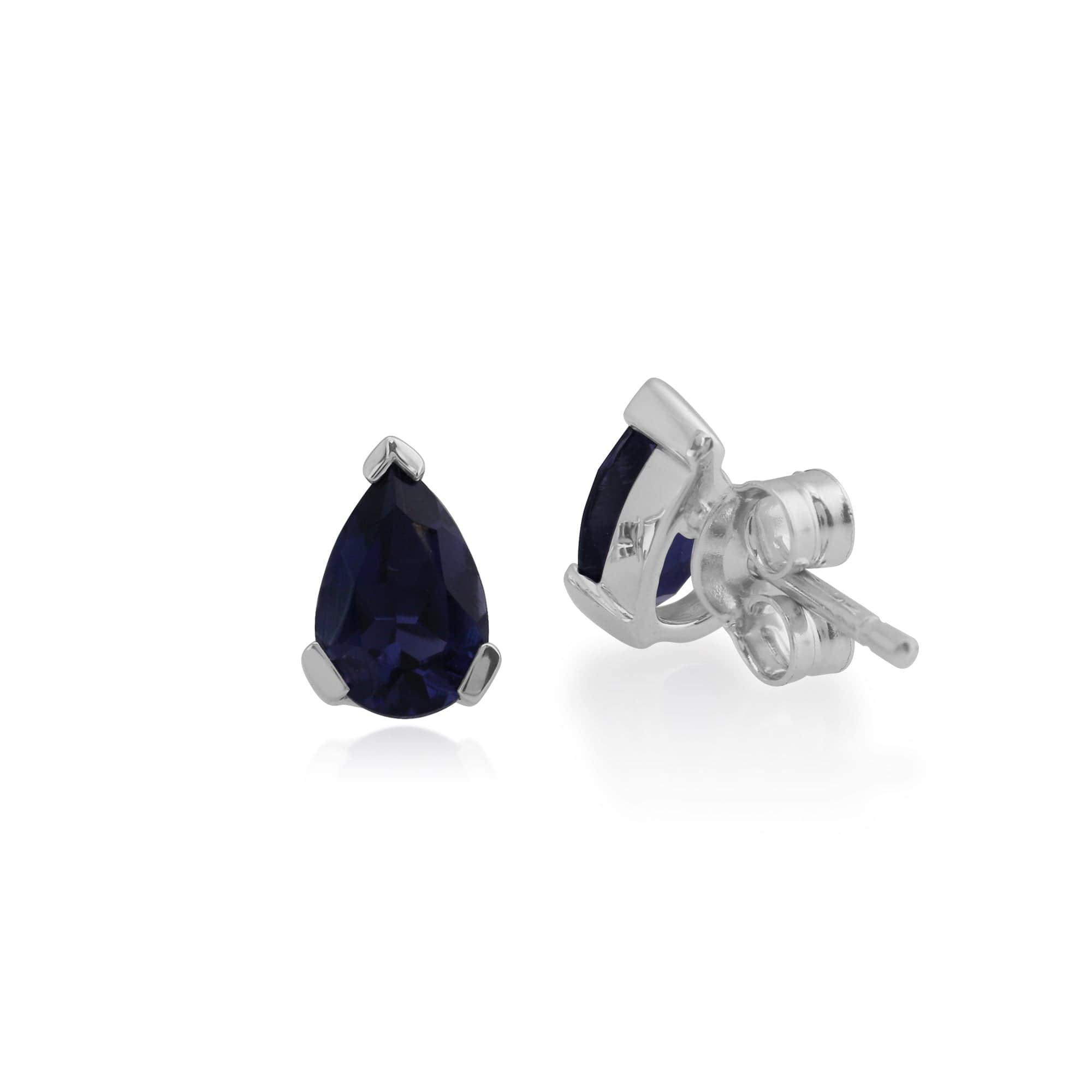 162E0070099 Classic Pear Iolite Claw Set Stud Earrings in 9ct White Gold 2