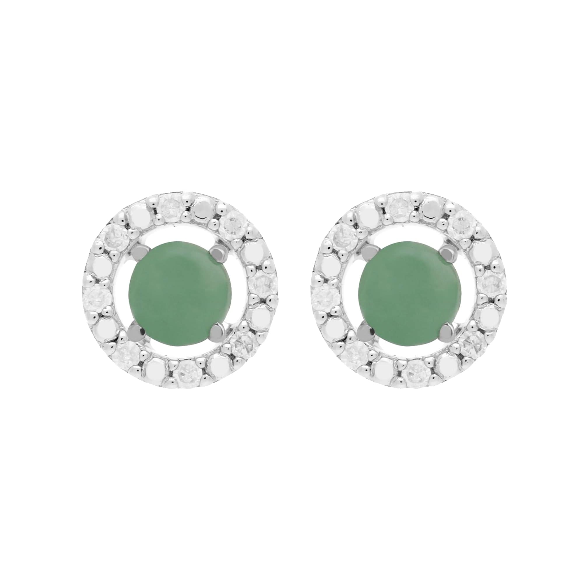 162E0071149-162E0228019 Classic Round Jade Stud Earrings and Detachable Diamond Round Ear Jacket in 9ct White Gold 1