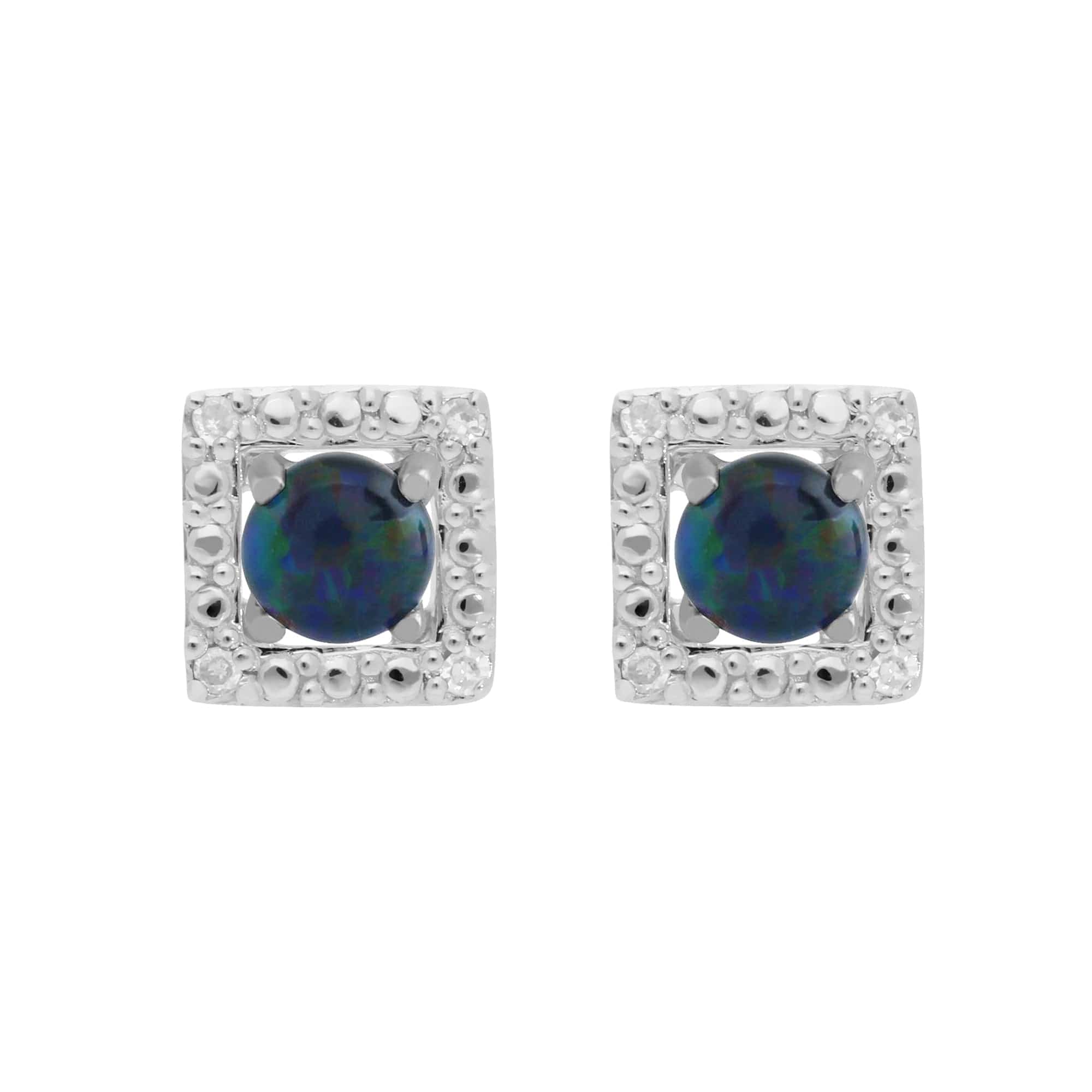 162E0071209-162E0245019 Classic Round Triplet Opal Studs with Detachable Diamond Square Ear Jacket in 9ct White Gold 1