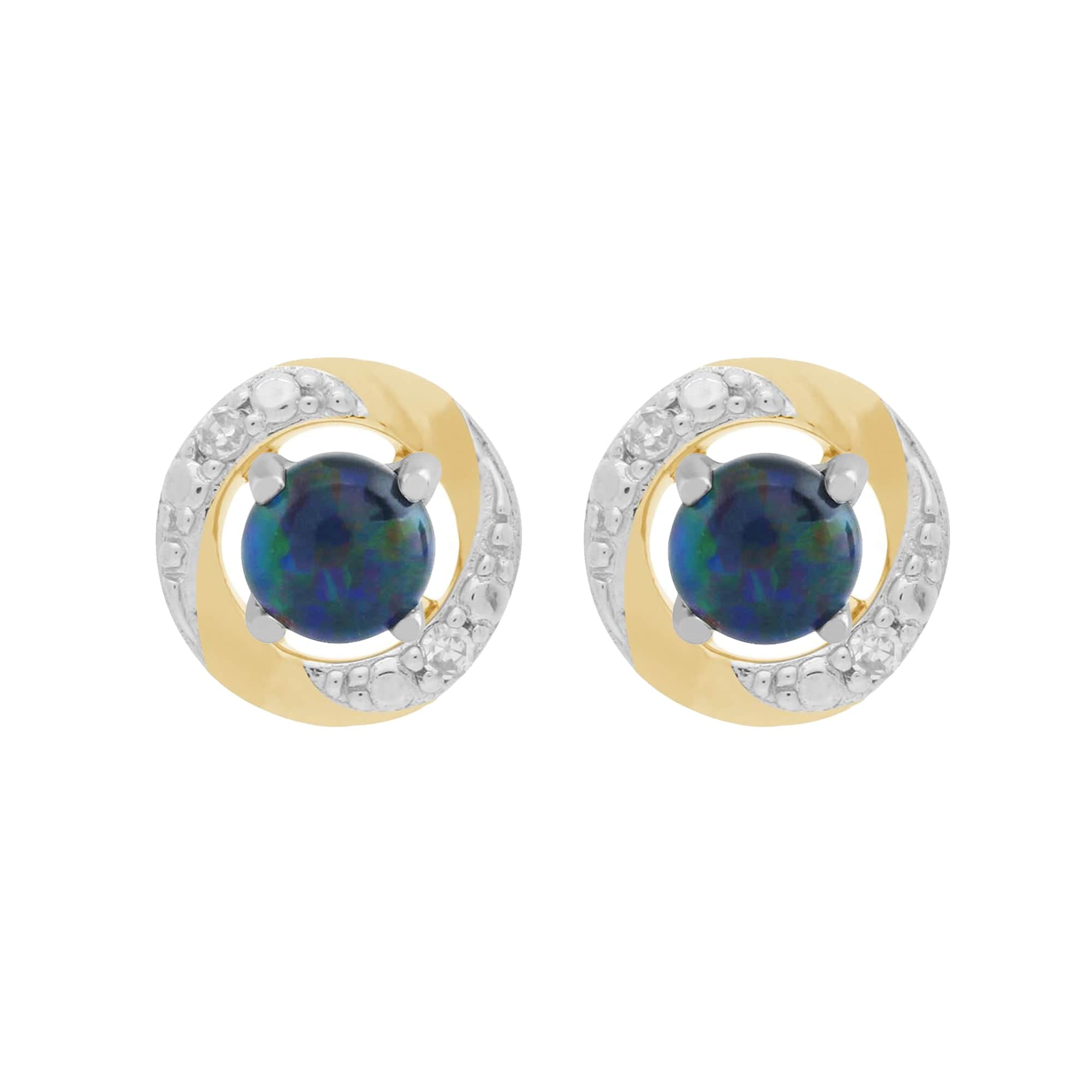 9ct White Gold Triplet Opal Stud Earrings & Diamond Halo Ear Jacket Image 1 